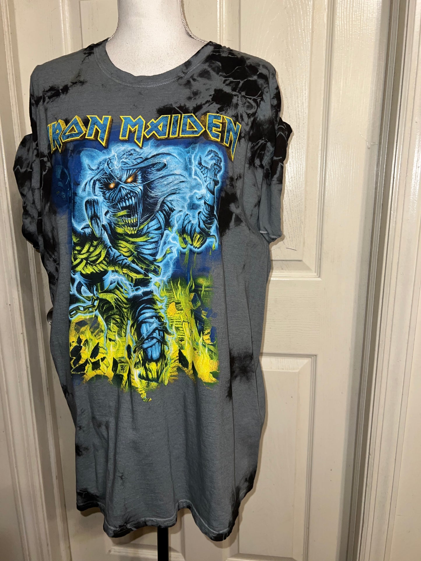 Iron Maiden Tie Dyed Distressed Oversized Tee