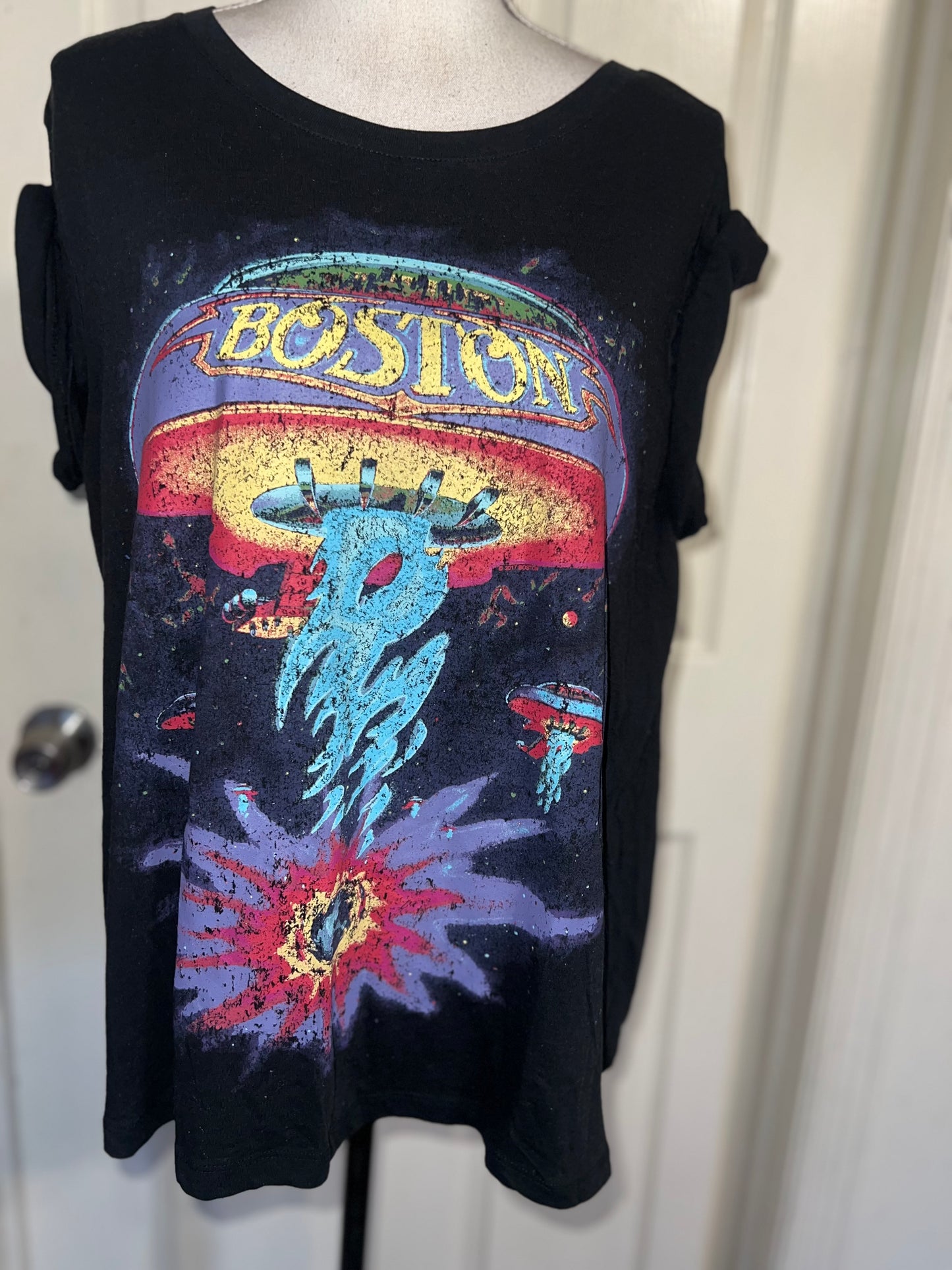 Boston Double Sided Oversized Distressed Tee