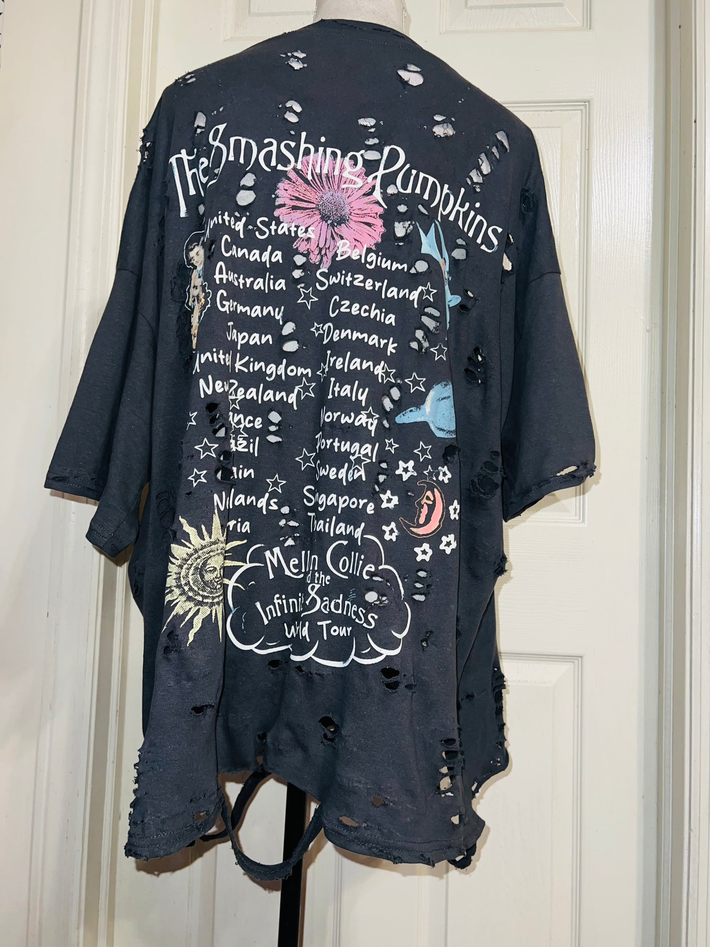 Smashing Pumpkins Double Sided Oversized Distressed Tee