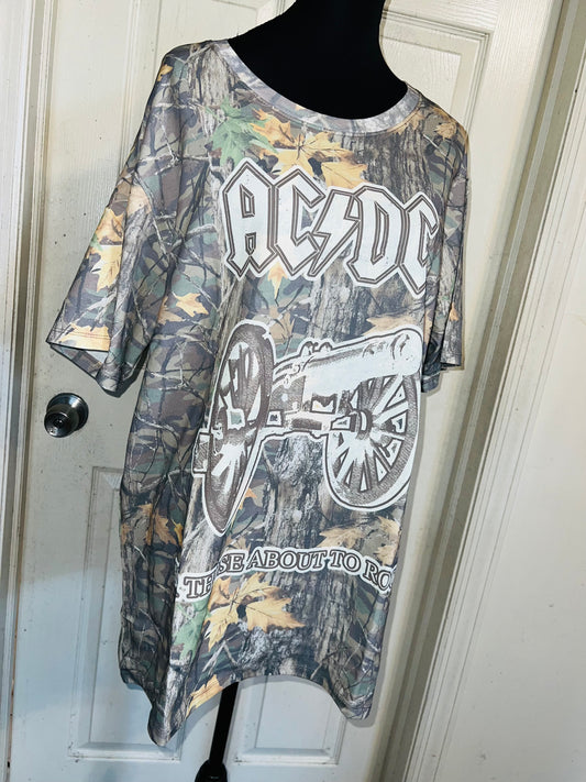 AC/DC Camo Oversized Distressed Tee