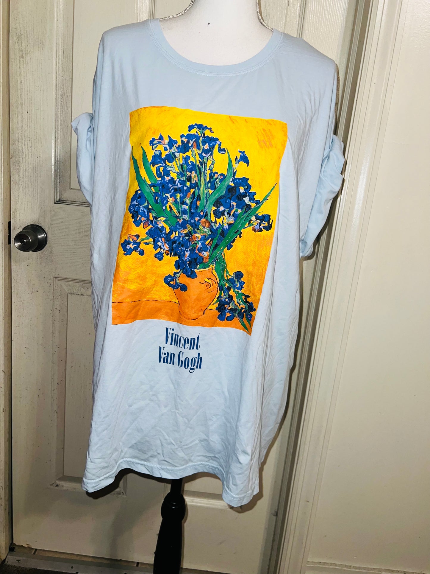 Vincent Van Gogh Irises Oversized Distressed Tee