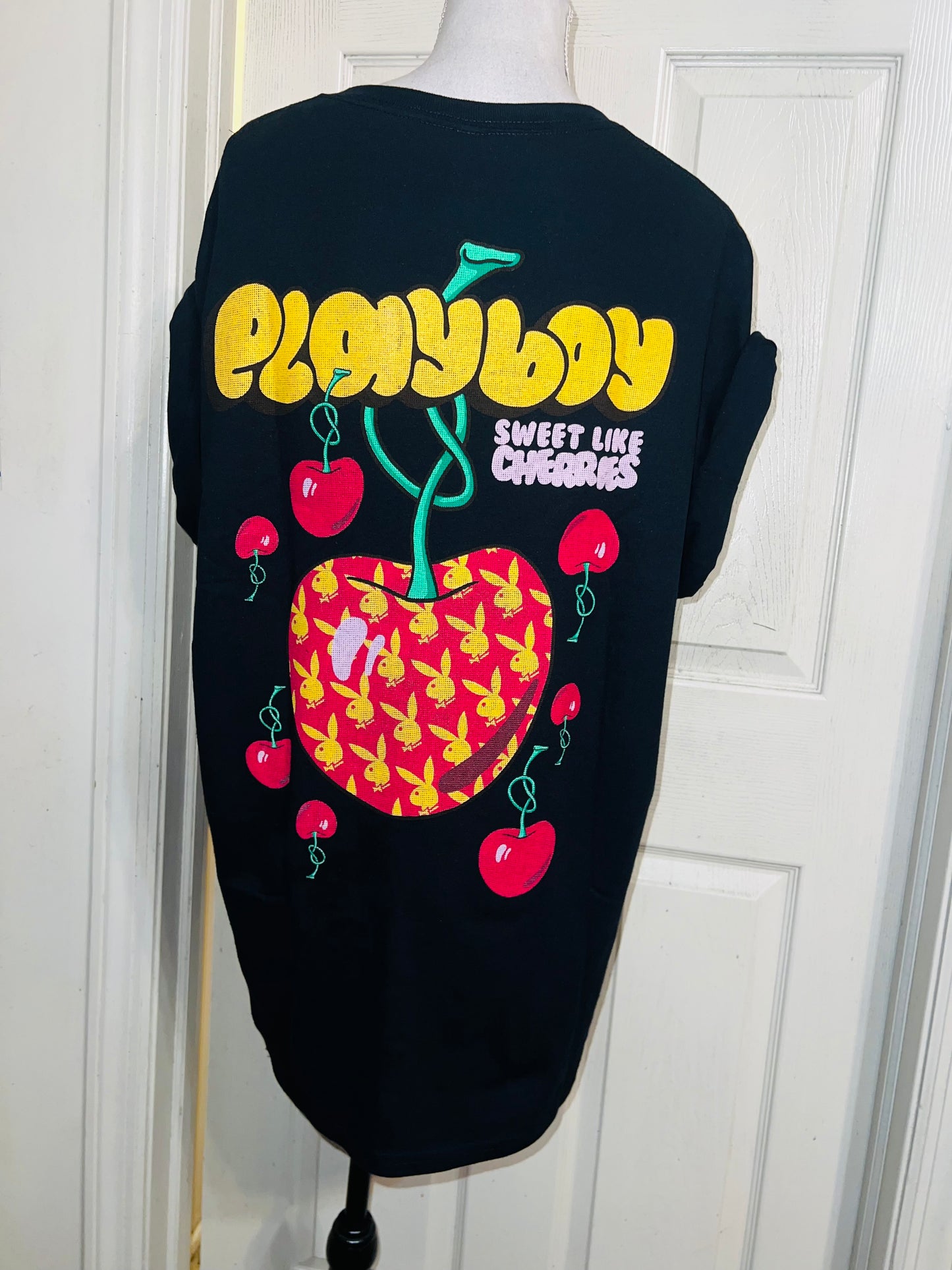 Playboy Cherry Double Sided Oversized Distressed Tee