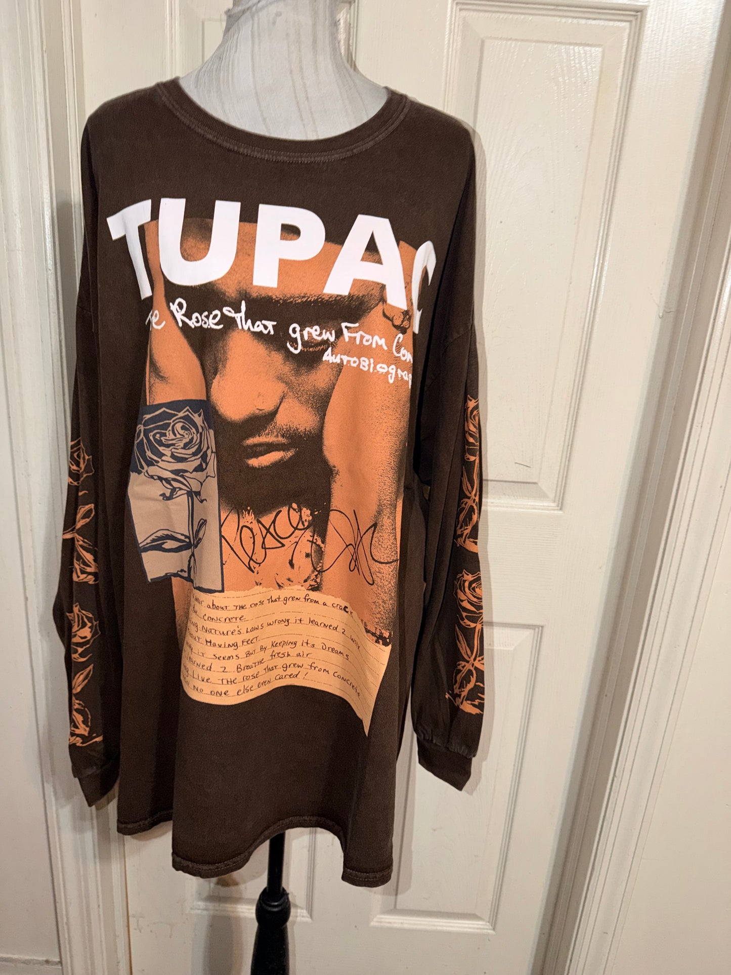Tupac Oversized Distressed Long Sleeve Tee