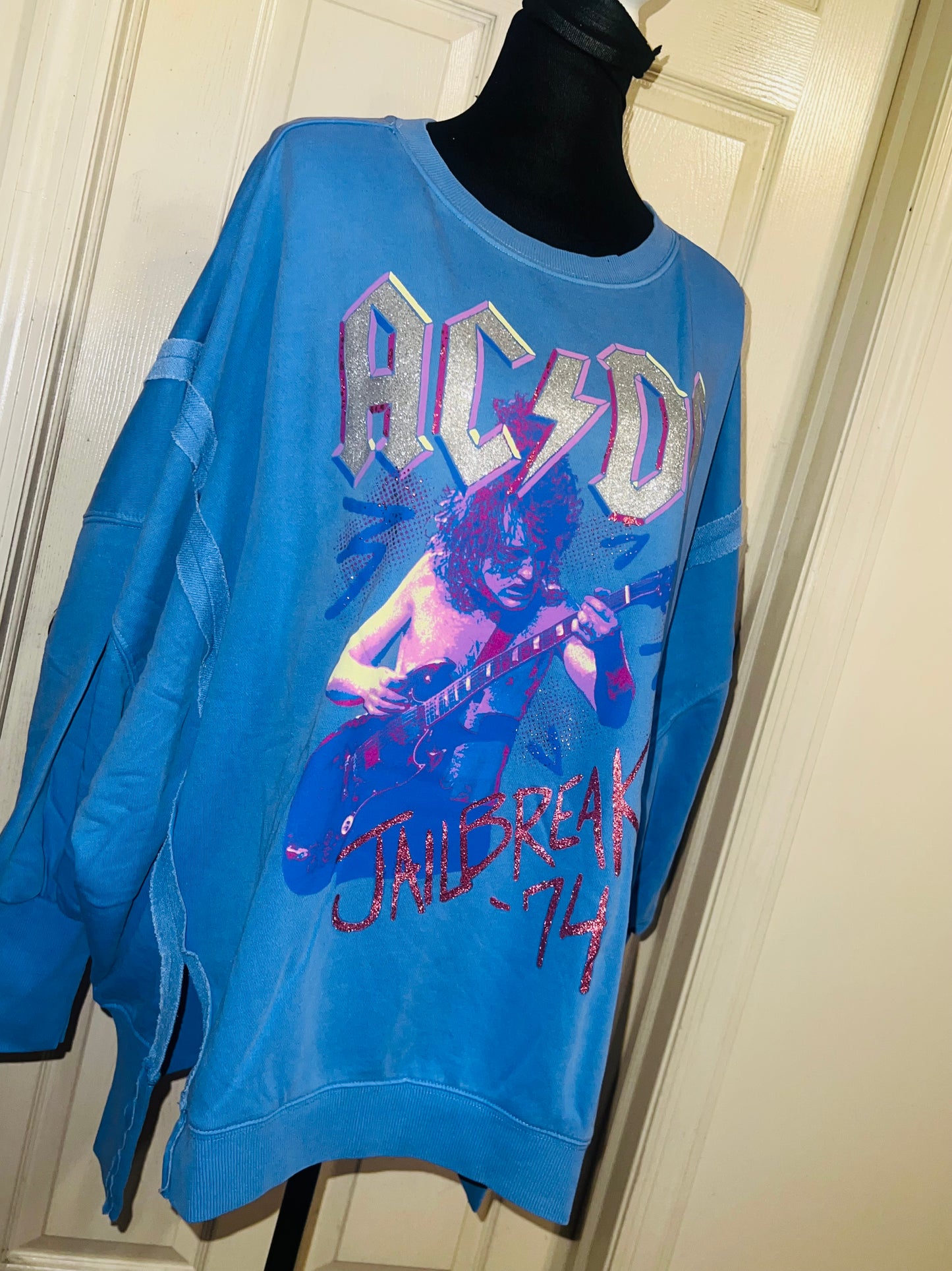 AC/DC Oversized Distressed Sweatshirt