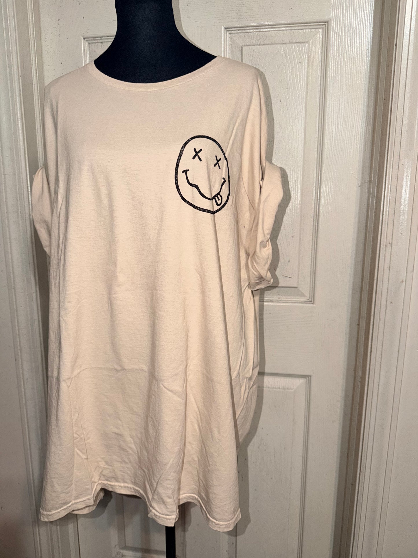 Nirvana Double Sided Oversized Distressed Tee