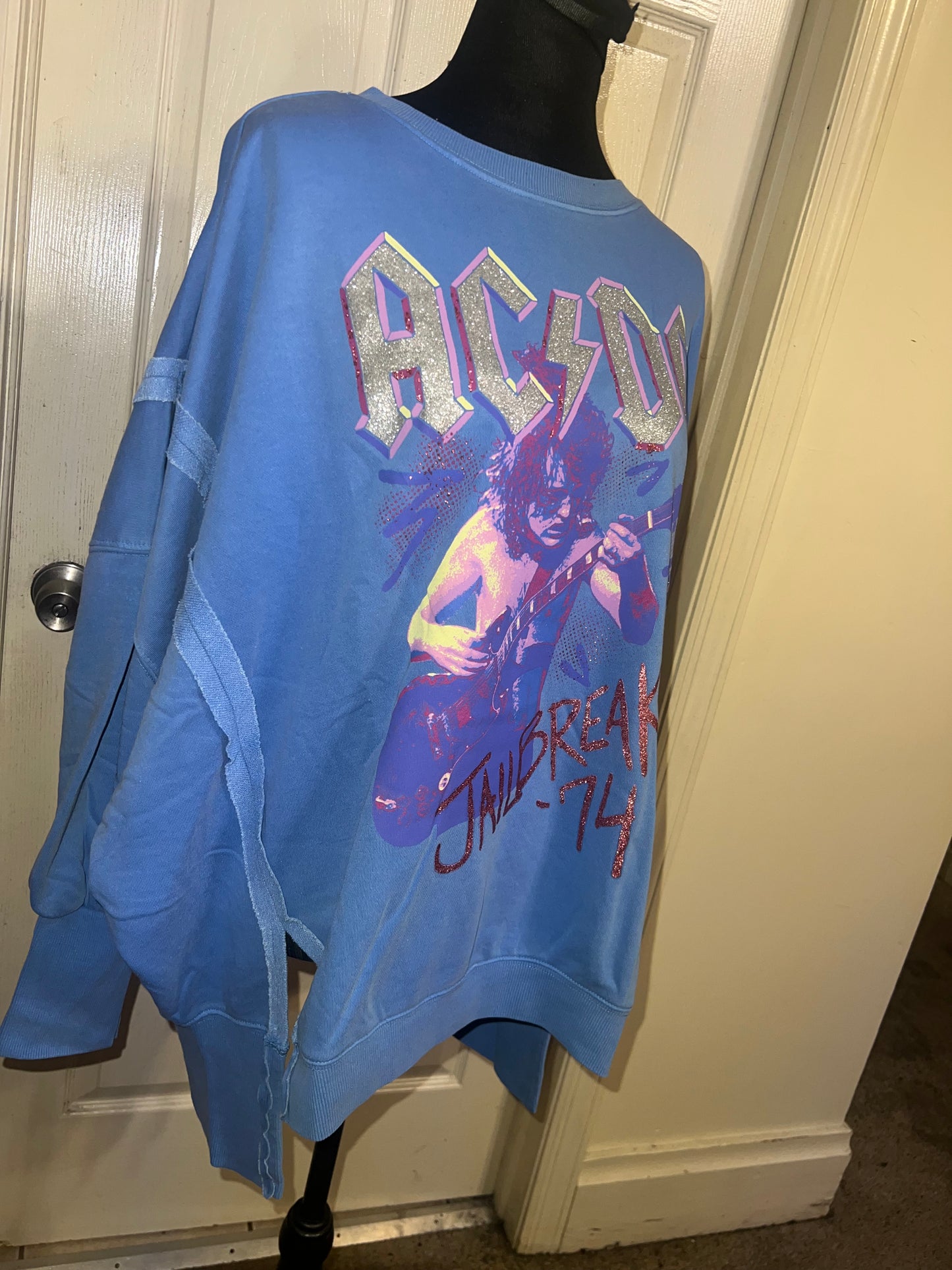 AC/DC Oversized Distressed Sweatshirt