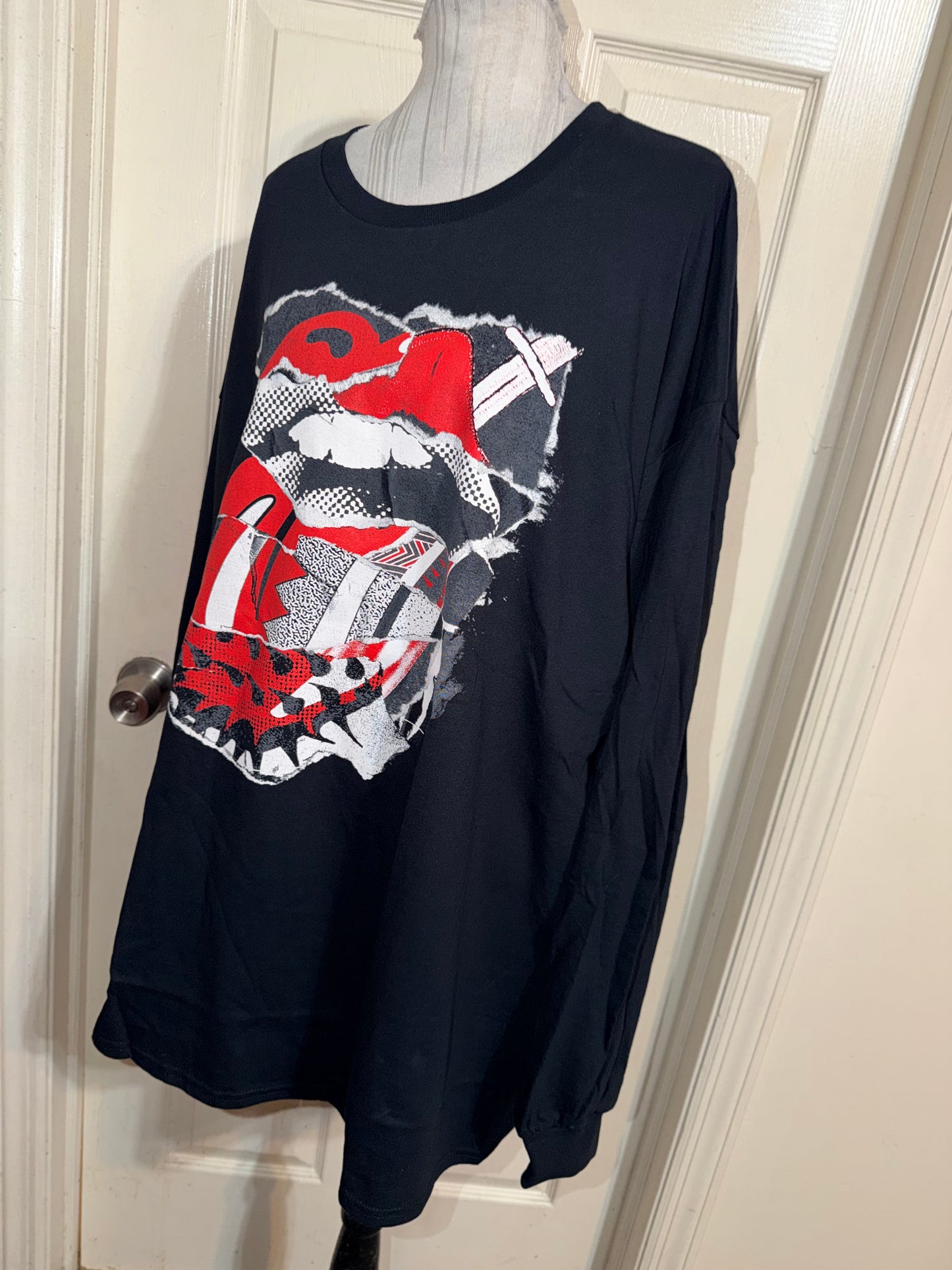 The Rolling Stones Oversized Distressed Long Sleeve Tee