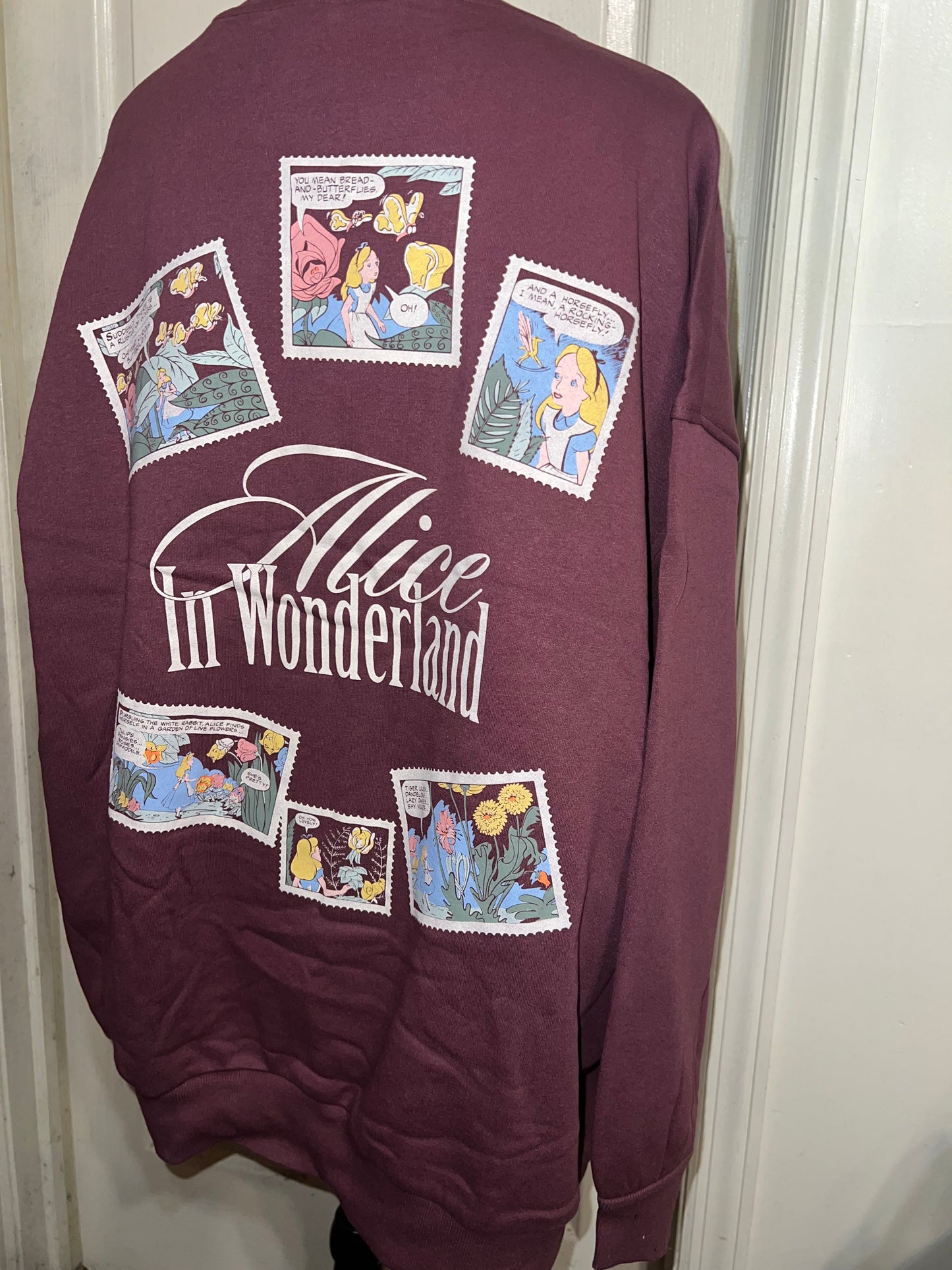 Alice in Wonderland Double Sided Oversized Distressed Sweatshirt