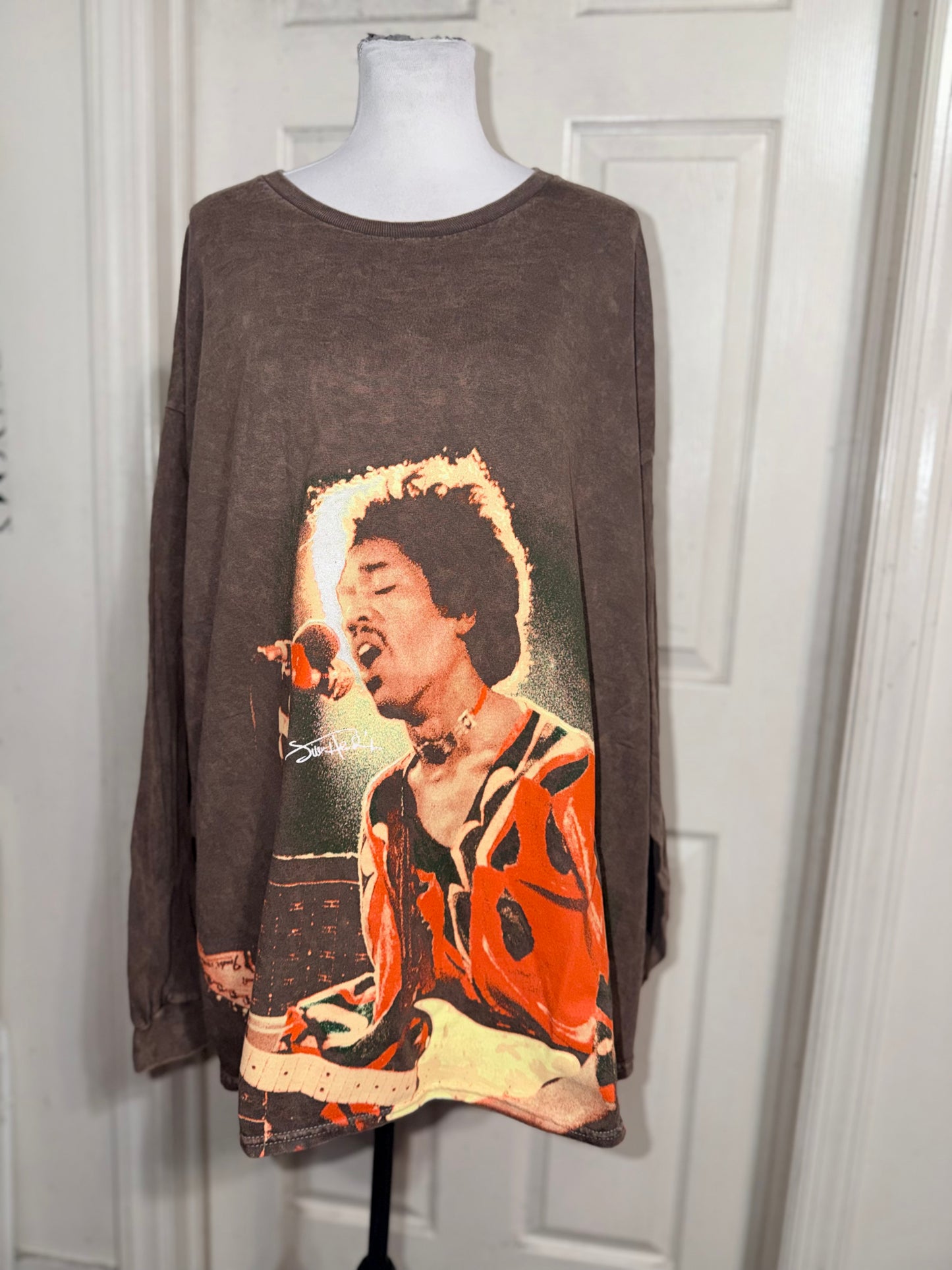Jimi Hendrix Oversized Distressed Long Sleeve Tee