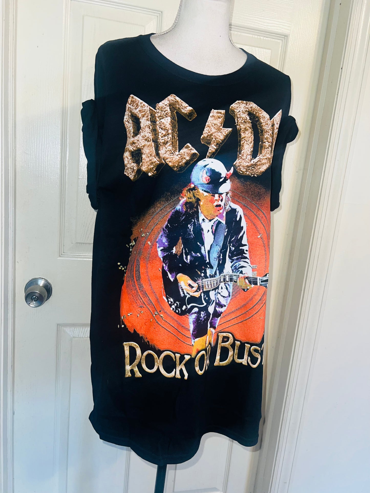 AC/DC Double Sided Oversized Distressed Tee