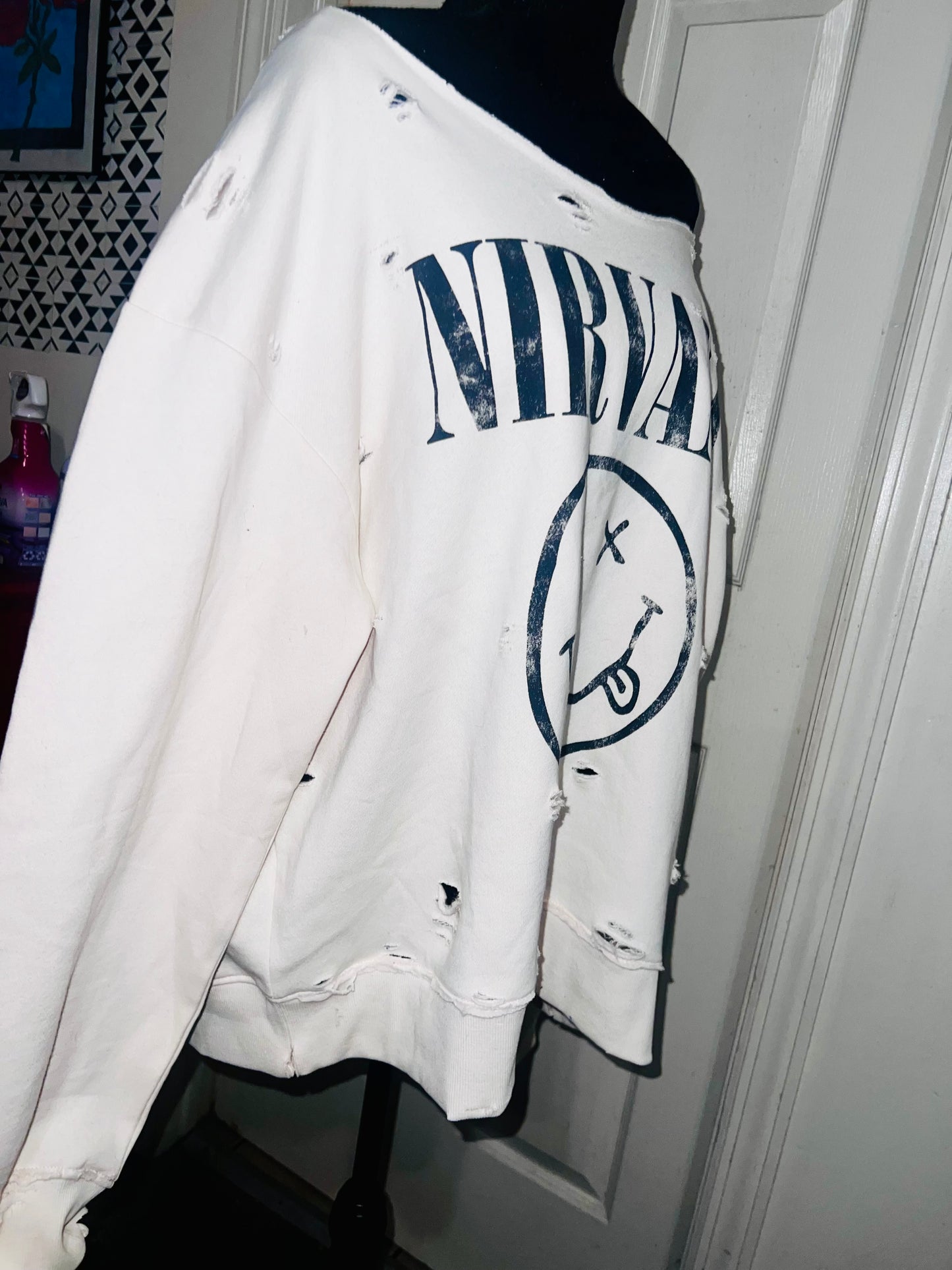 Nirvana Oversized Cream Sweatshirt