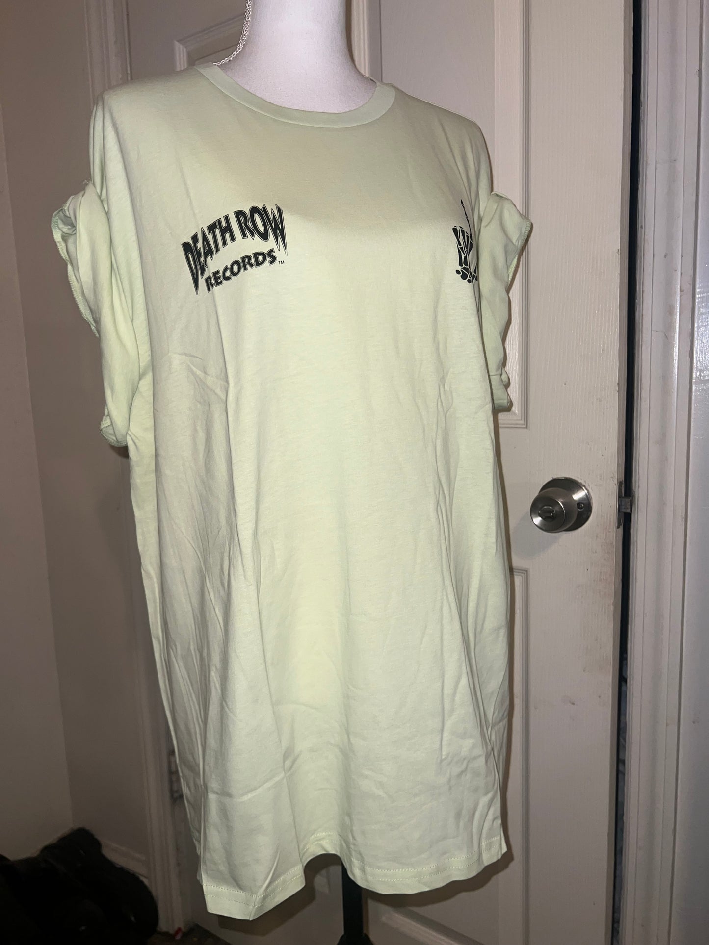 Death Row Records Double Sided Oversized Distressed Tee