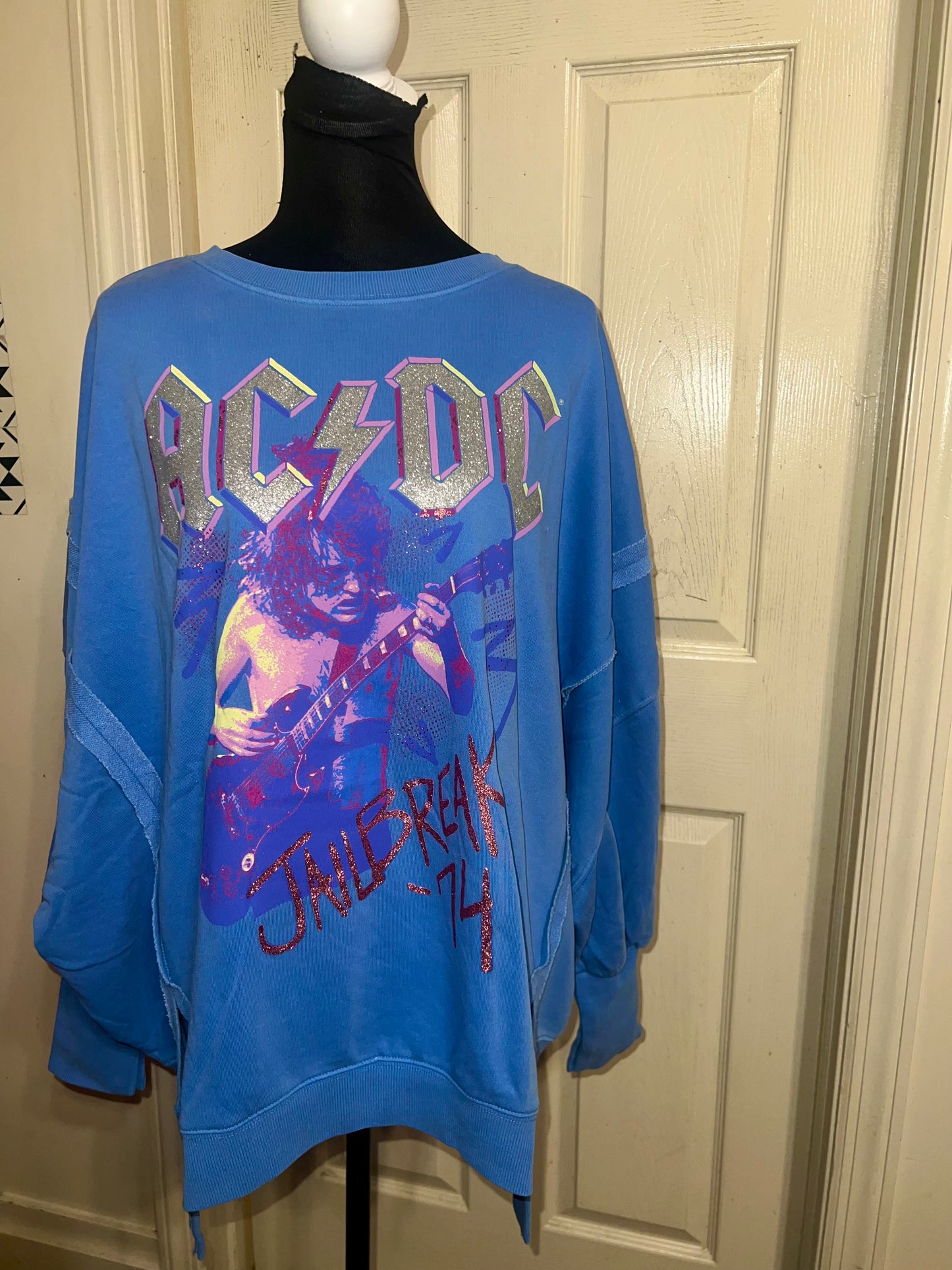 AC/DC Oversized Distressed Sweatshirt