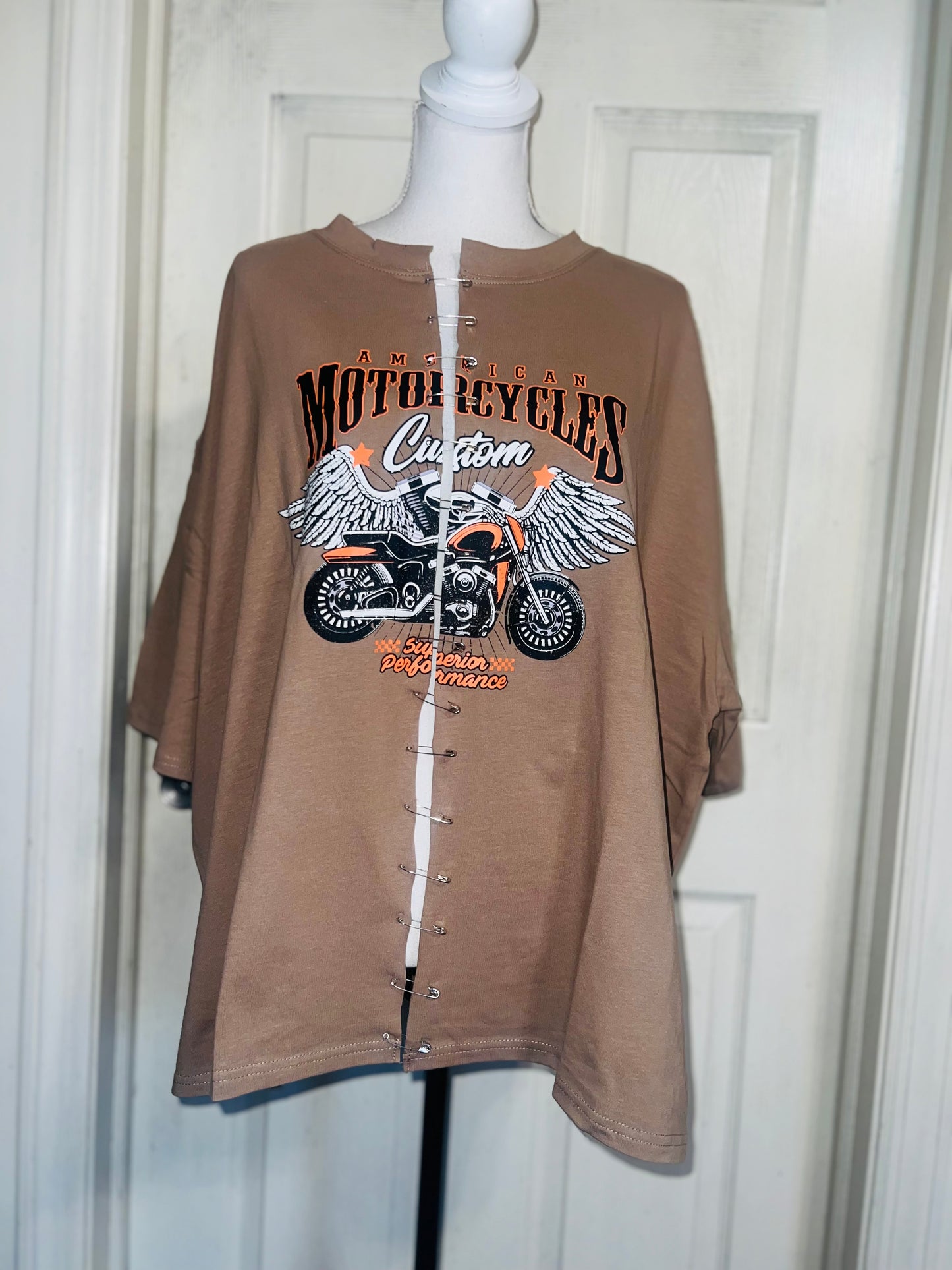 Motorcycle Split Distressed Oversized Tee