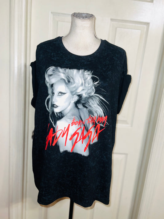 Lady Gaga Oversized Distressed Tee