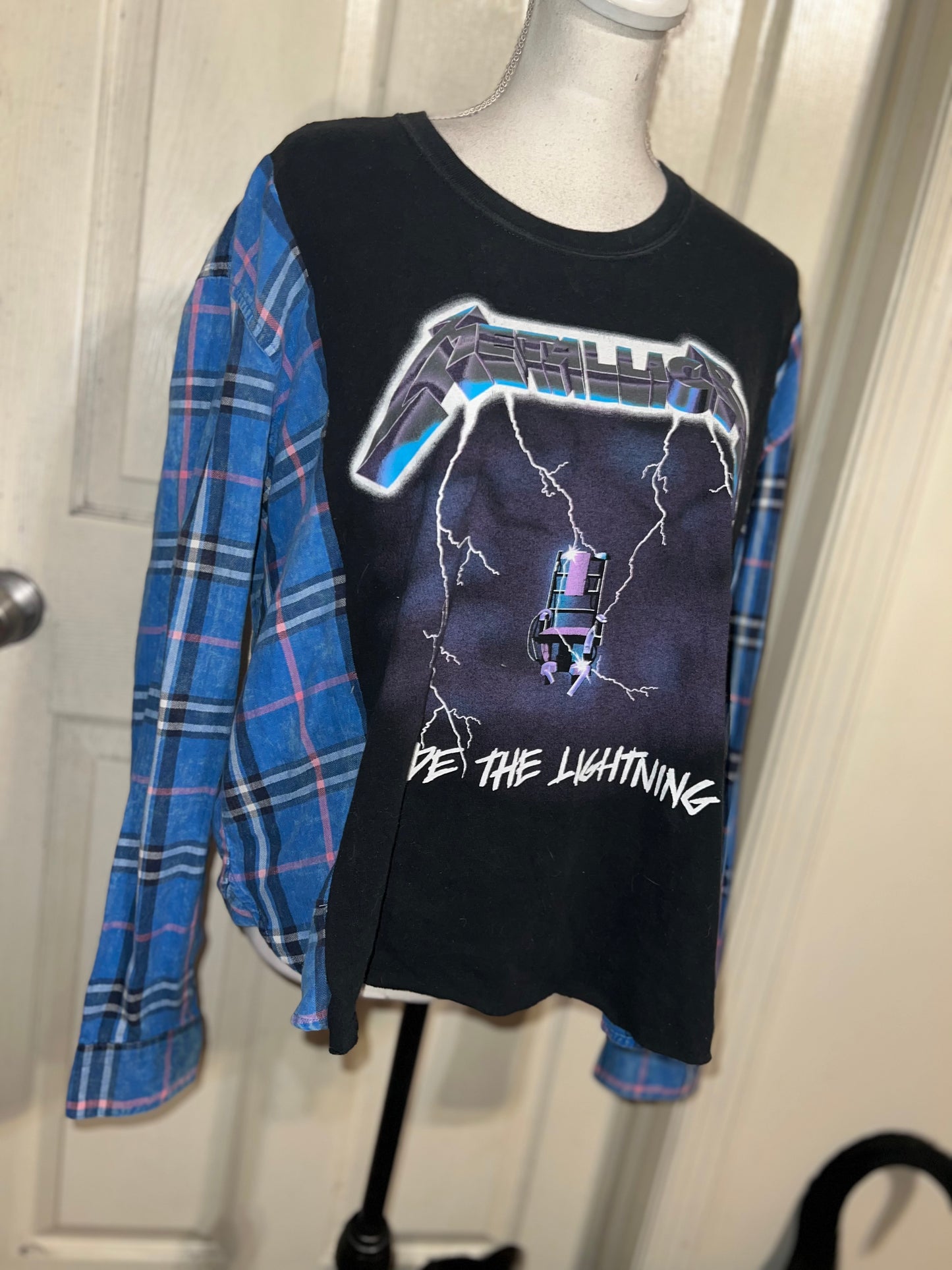 Metallica Oversized Distressed Flannel Long Sleeve Tee