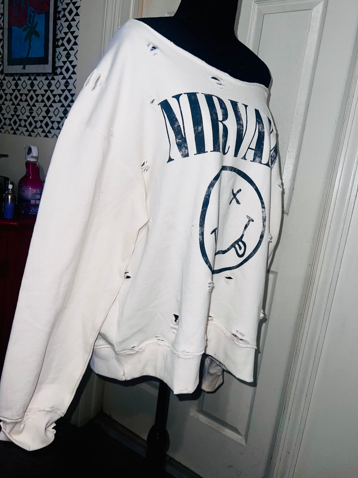 Nirvana Oversized Cream Sweatshirt