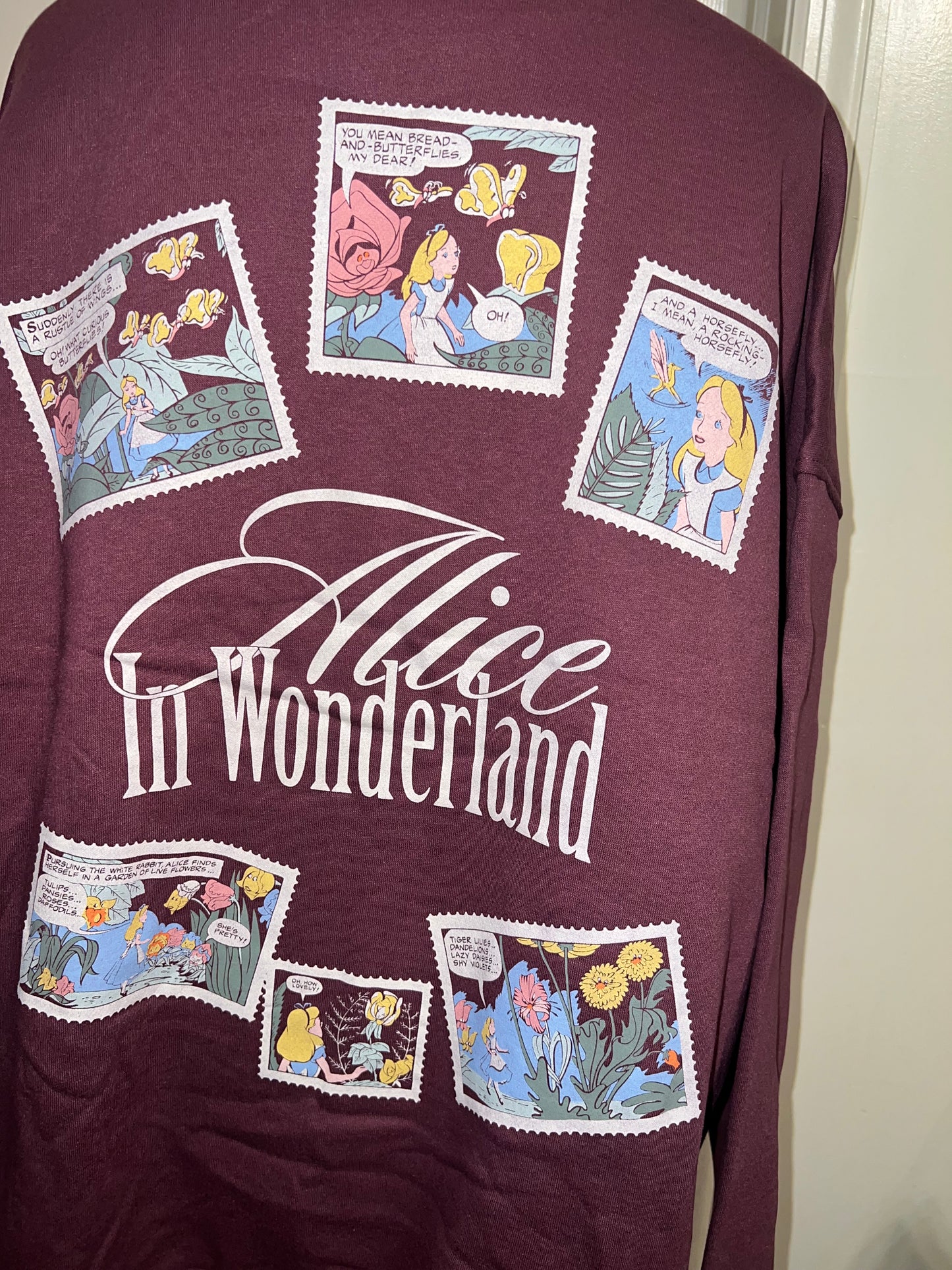 Alice in Wonderland Double Sided Oversized Distressed Sweatshirt