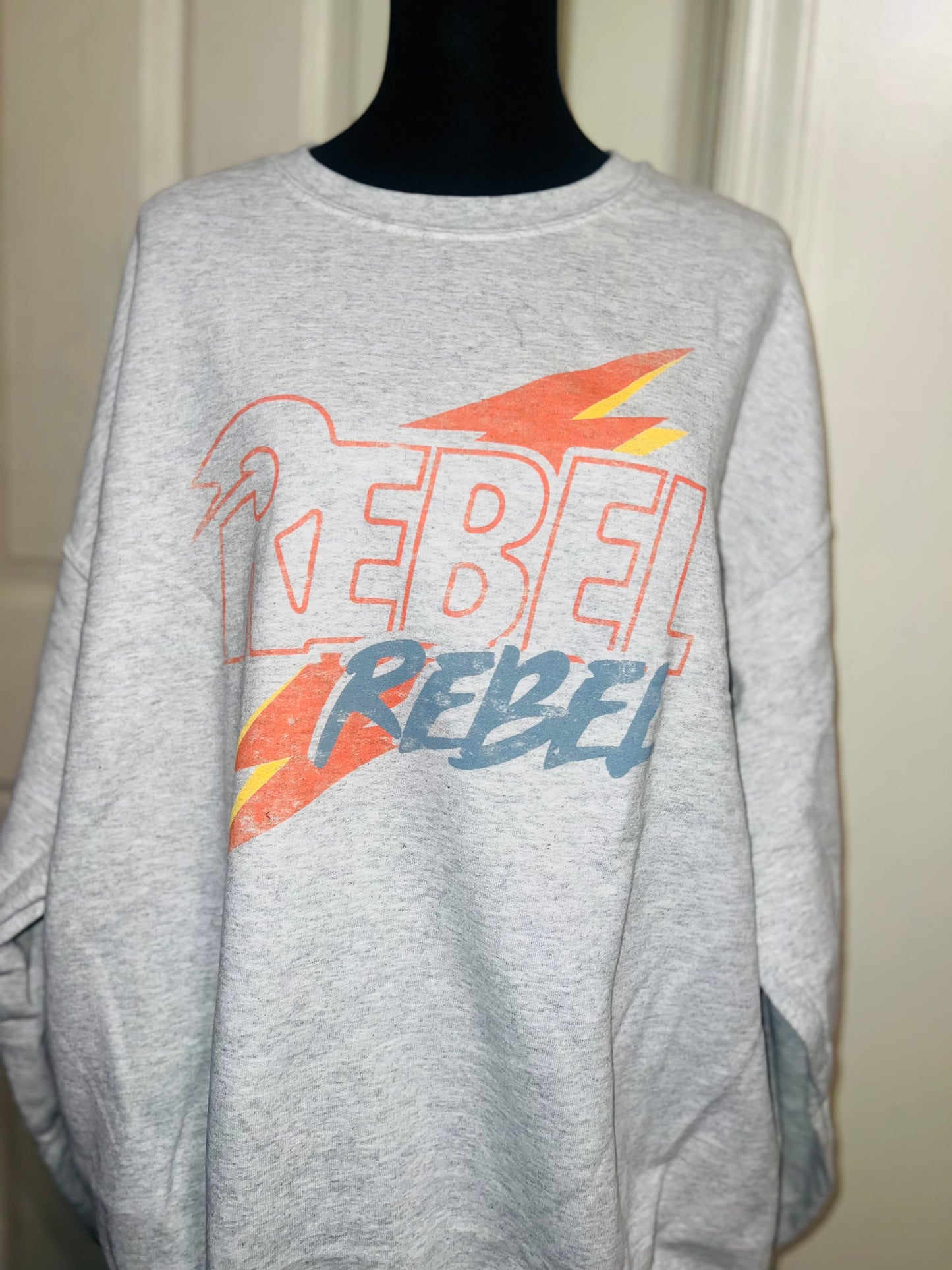 Rebel Rebel Bowie Oversized Distressed Sweatshirt