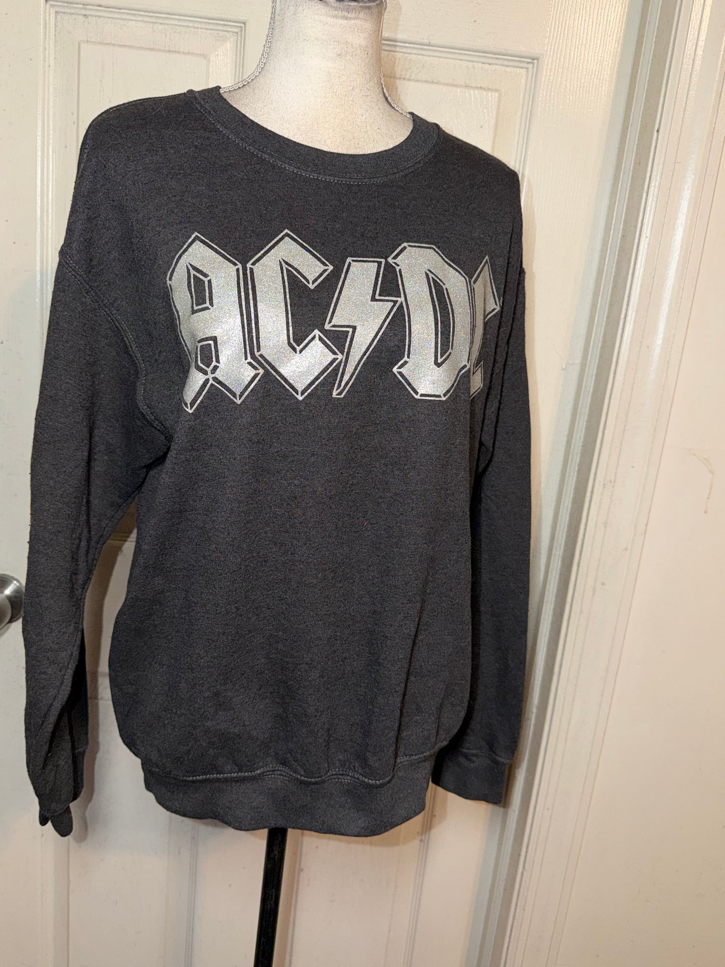 AC/DC Double Sided Oversized Distressed Sweatshirt