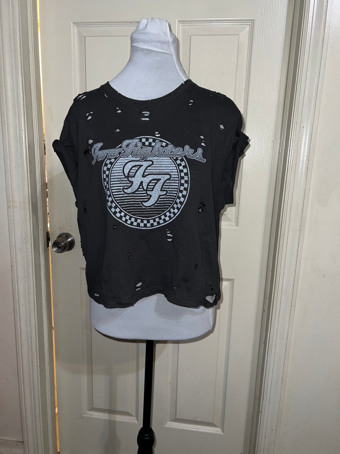 Foo Fighters Oversized Distressed Baby Tee