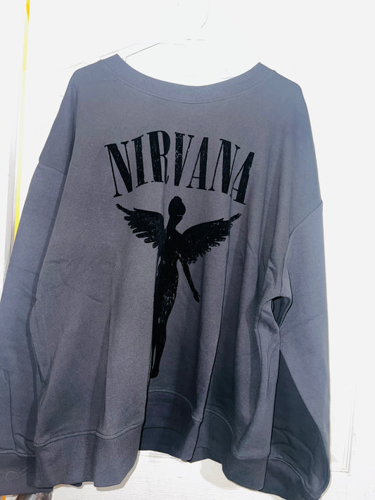 Nirvana Oversized Distressed Sweatshirt