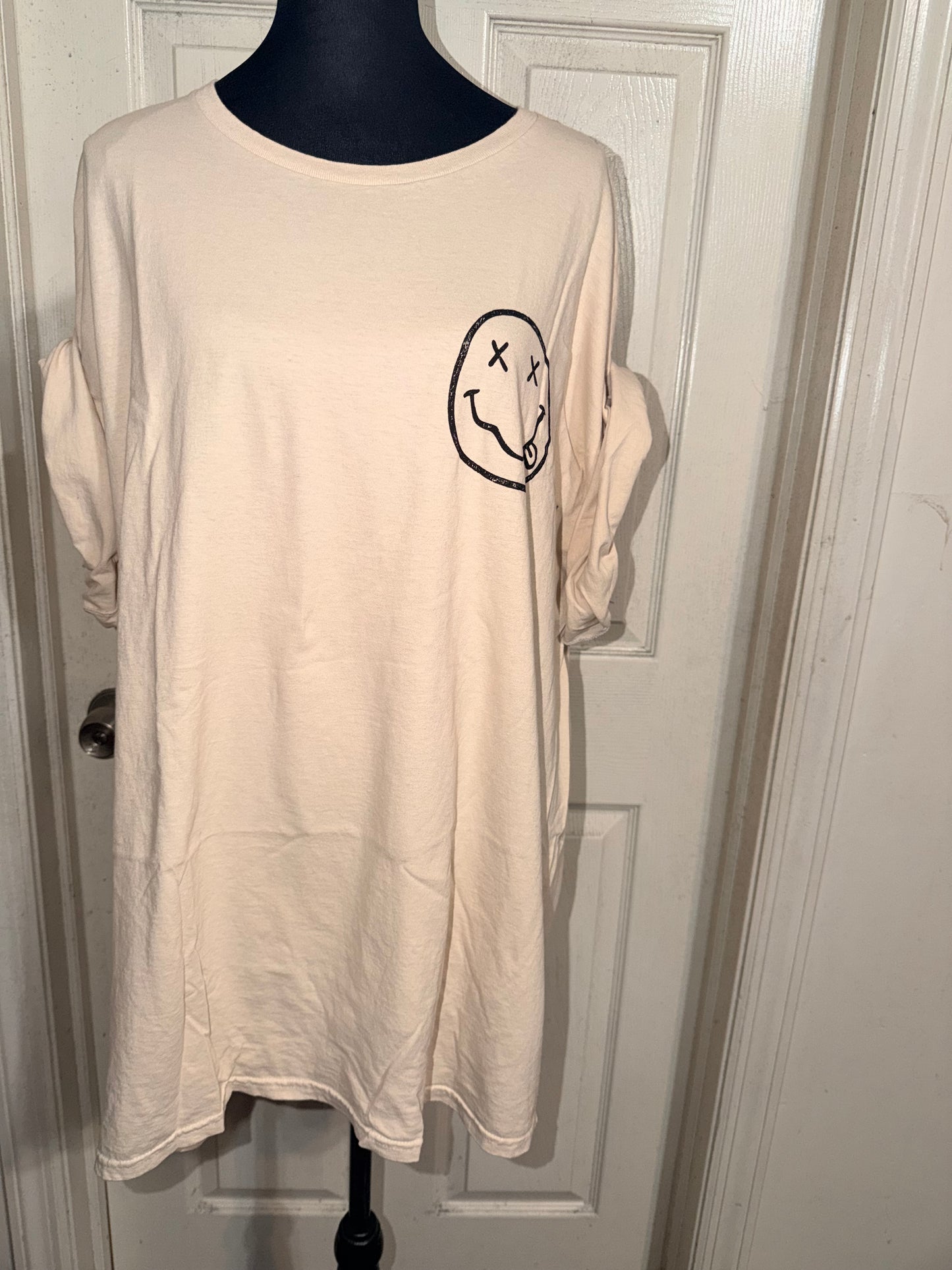 Nirvana Double Sided Oversized Distressed Tee