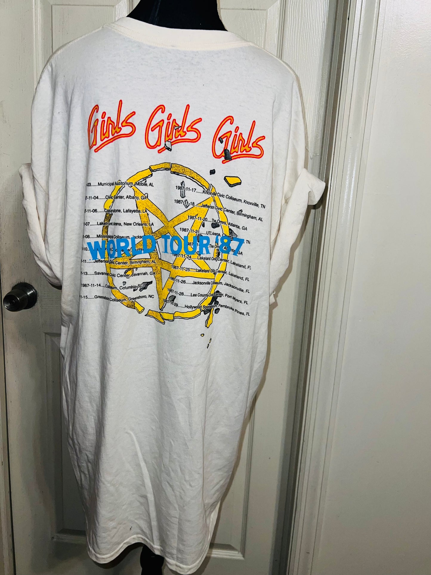Motley Crue Tour Double Sided  Oversized Distressed Tee