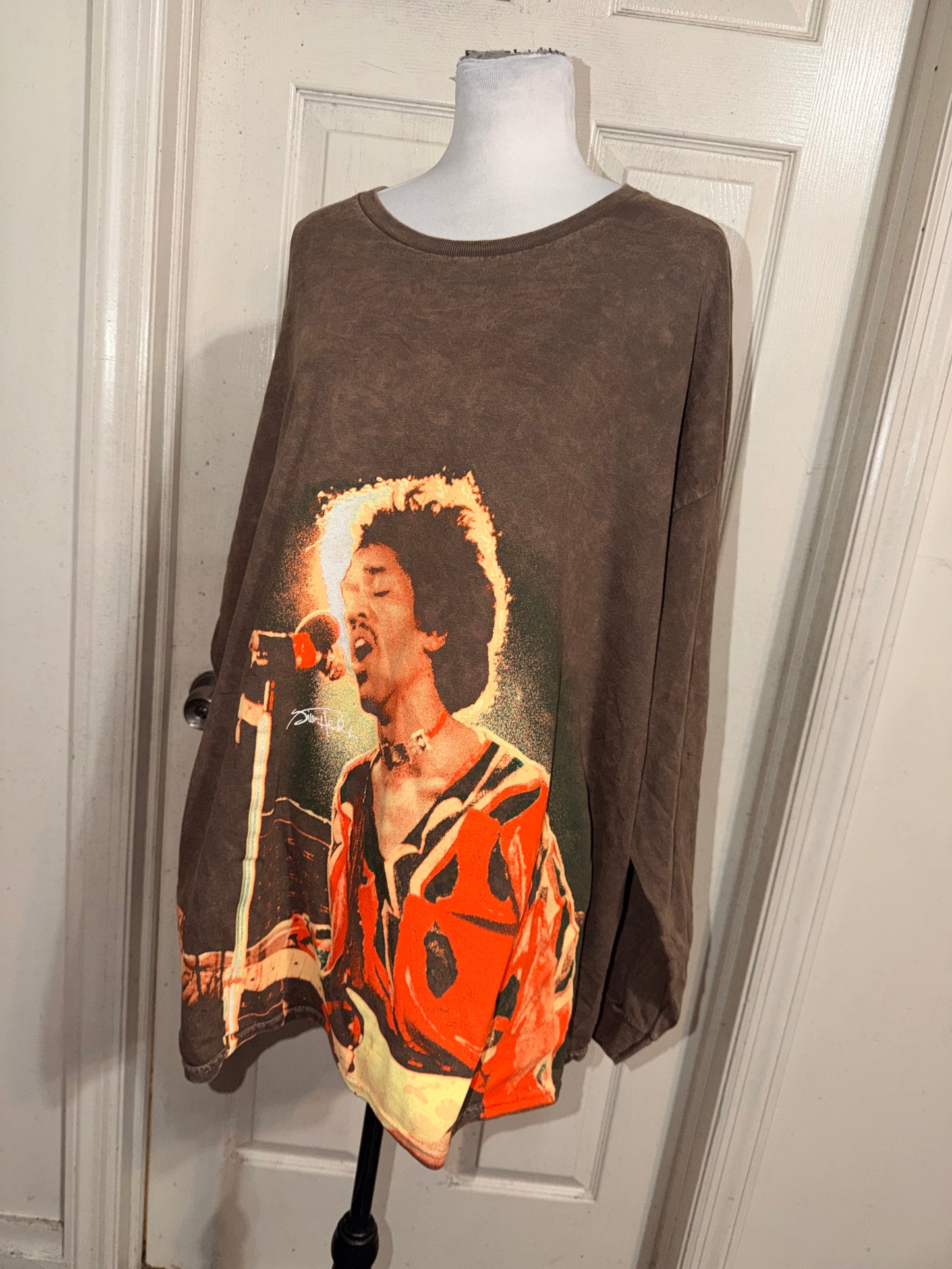 Jimi Hendrix Oversized Distressed Long Sleeve Tee