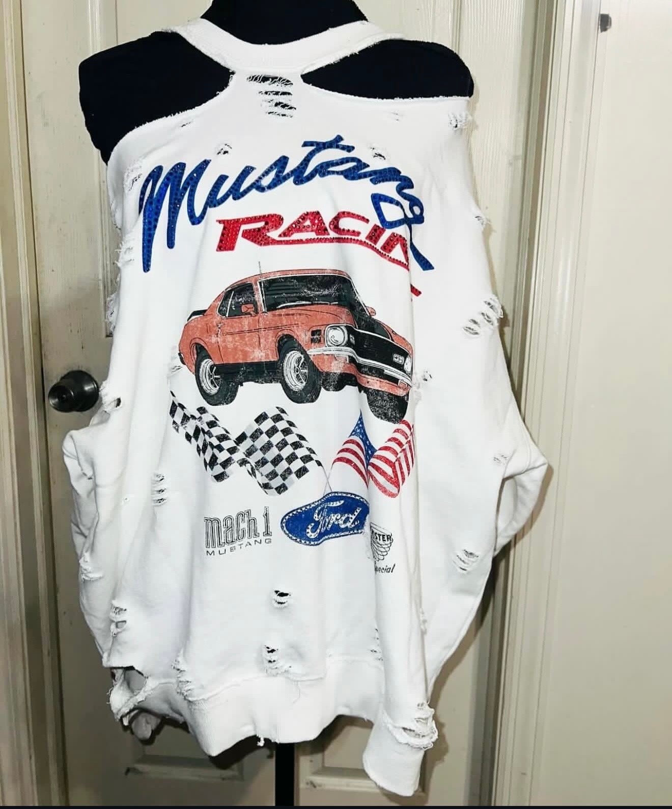 Ford Mustang Oversized Distressed Sweatshirt