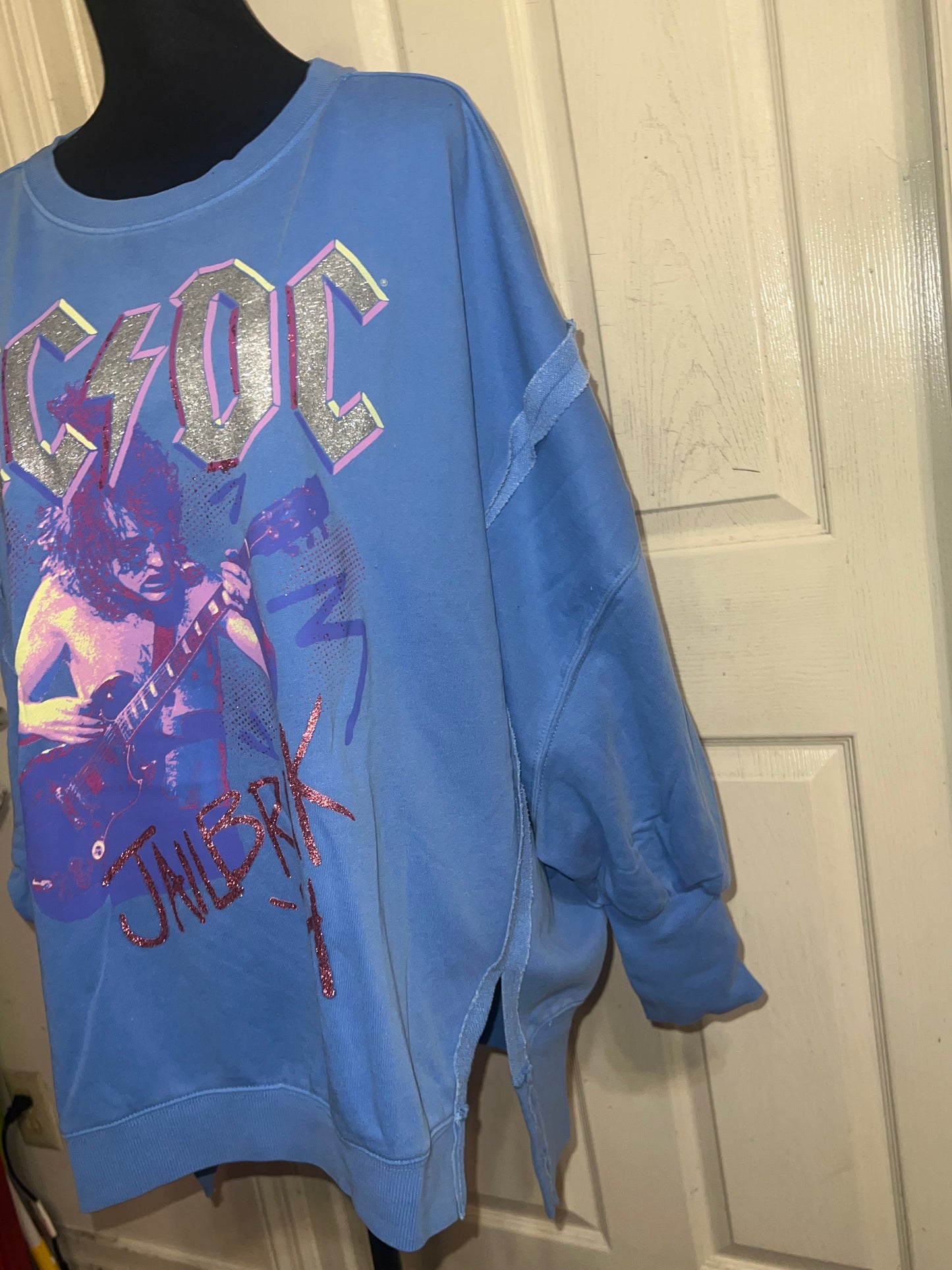 AC/DC Oversized Distressed Sweatshirt