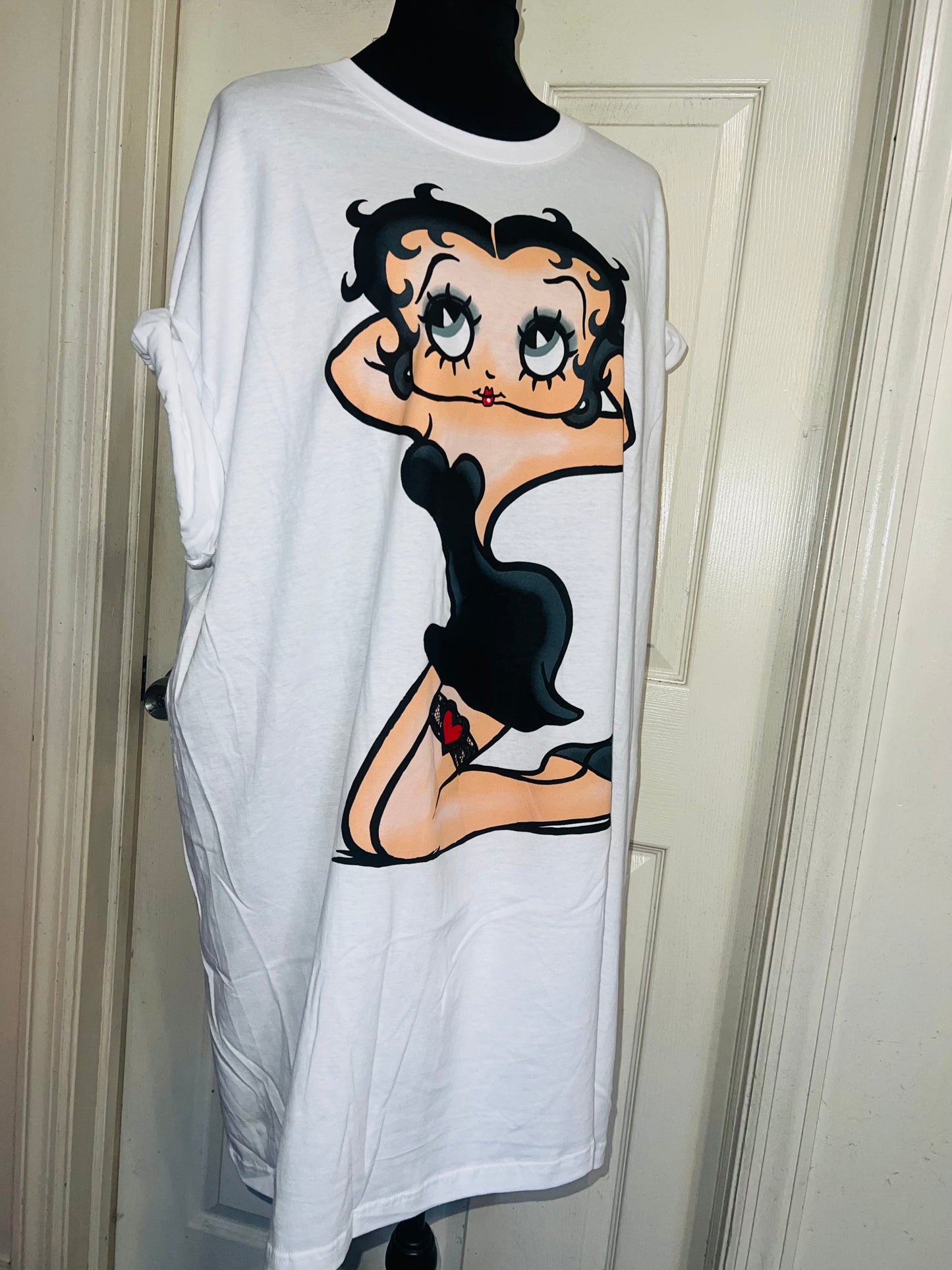 Betty Boop Oversized Distressed T-Shirt Dress