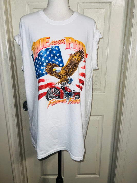 Ride With Pride Oversized Distressed Tee