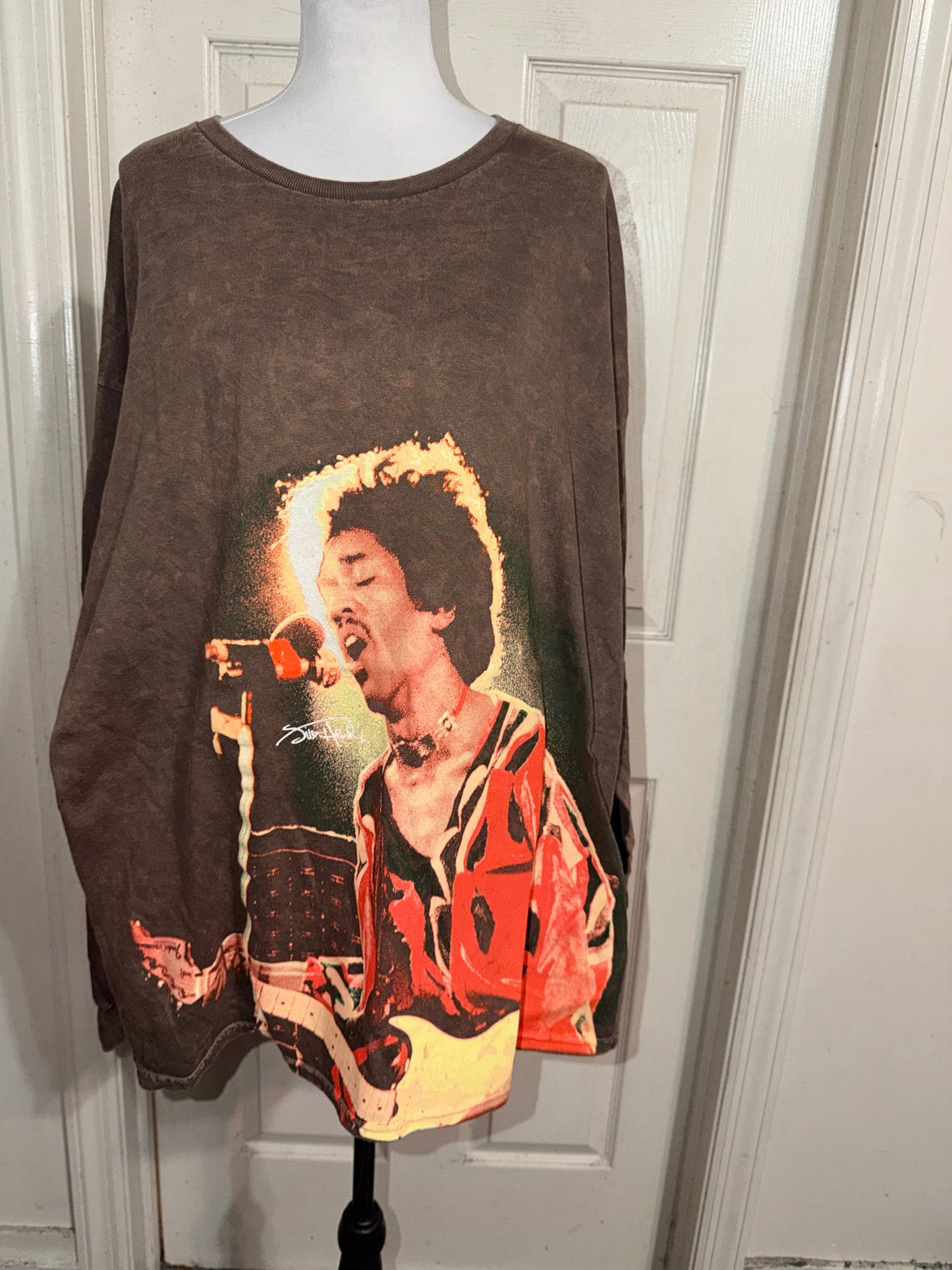 Jimi Hendrix Oversized Distressed Long Sleeve Tee