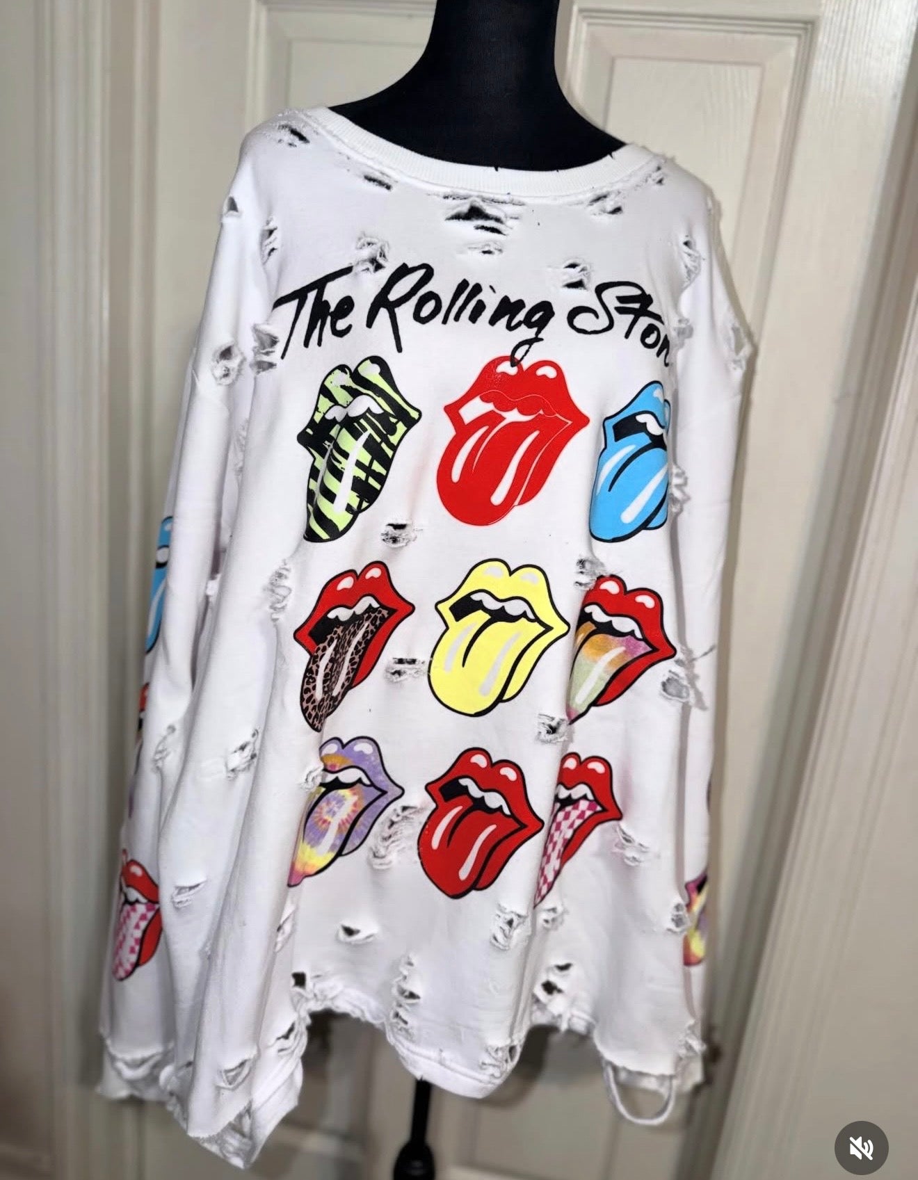 The Rolling Stones Oversized Distressed Sweatshirt
