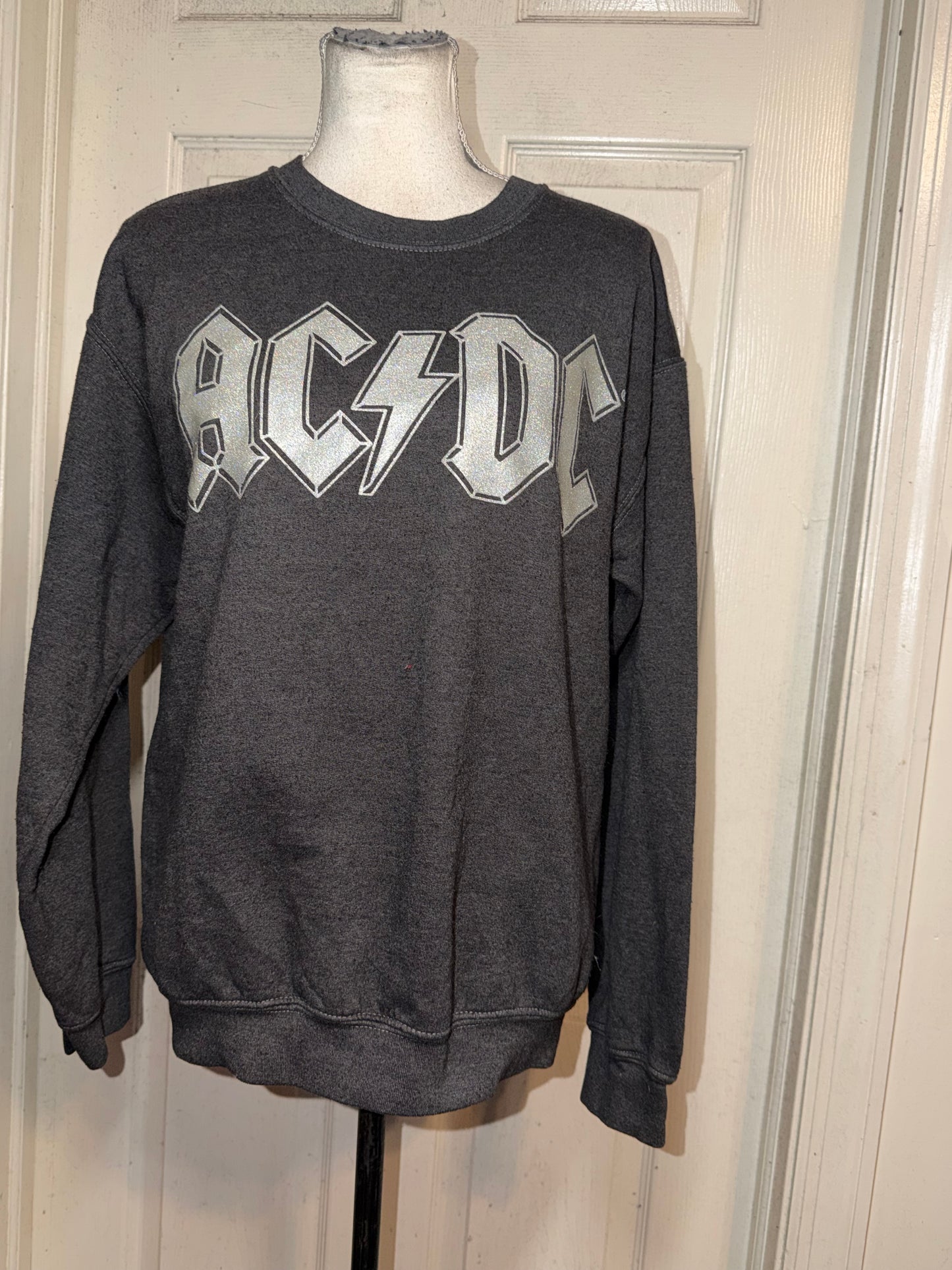 AC/DC Double Sided Oversized Distressed Sweatshirt