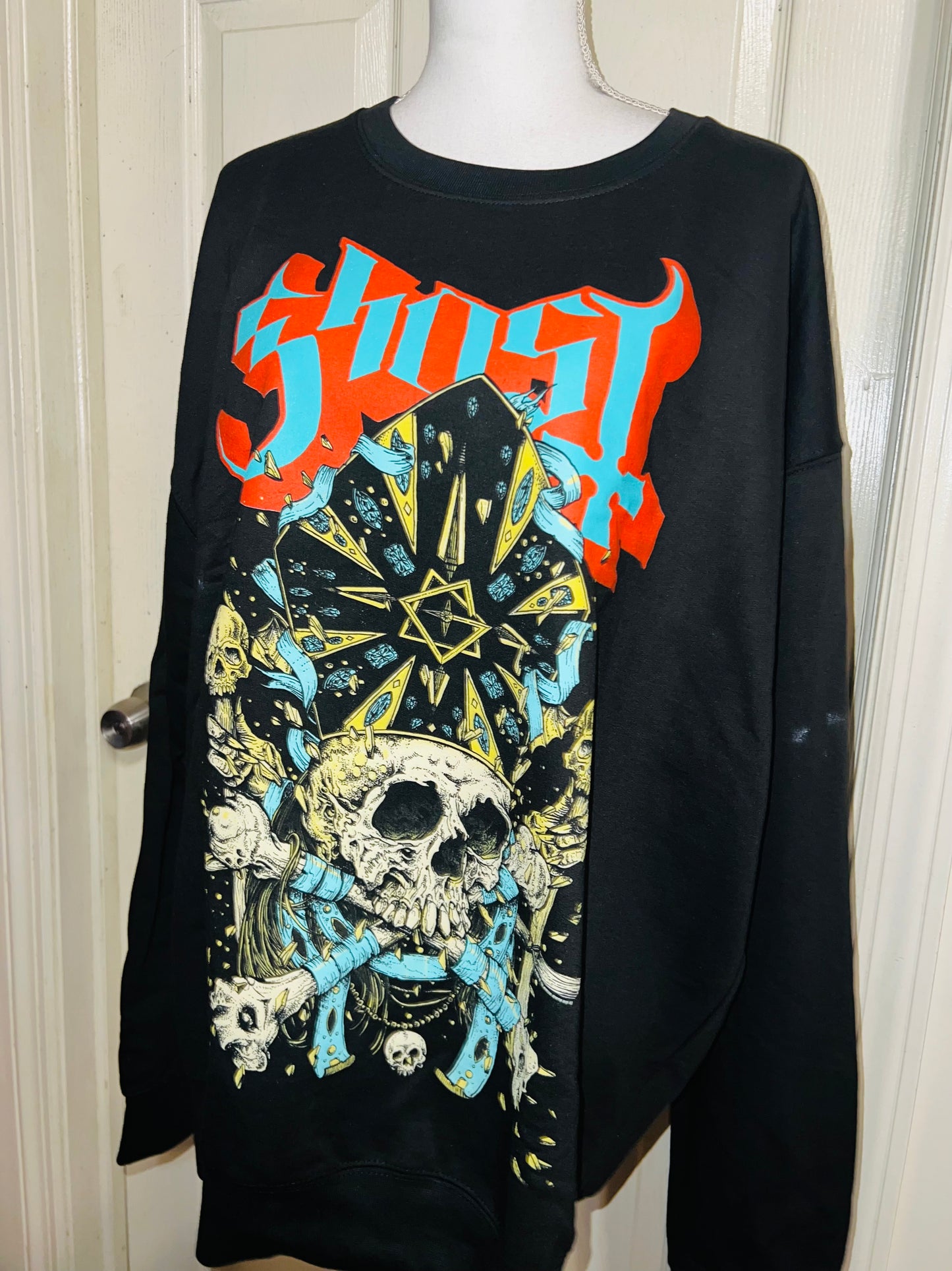 Ghost Oversized Distressed Sweatshirt