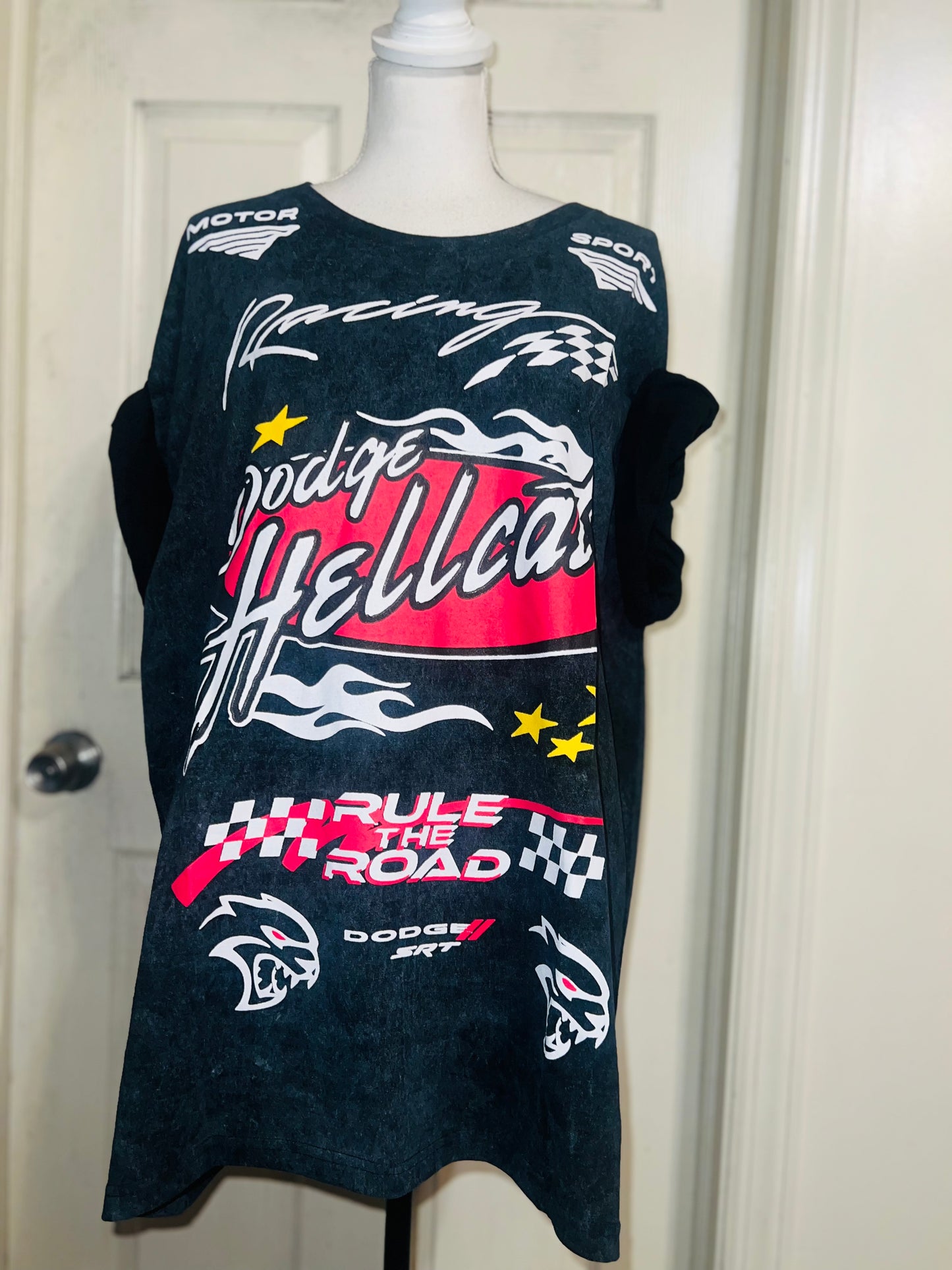 Dodge Hellcat Racing Oversized Distressed Tee  on