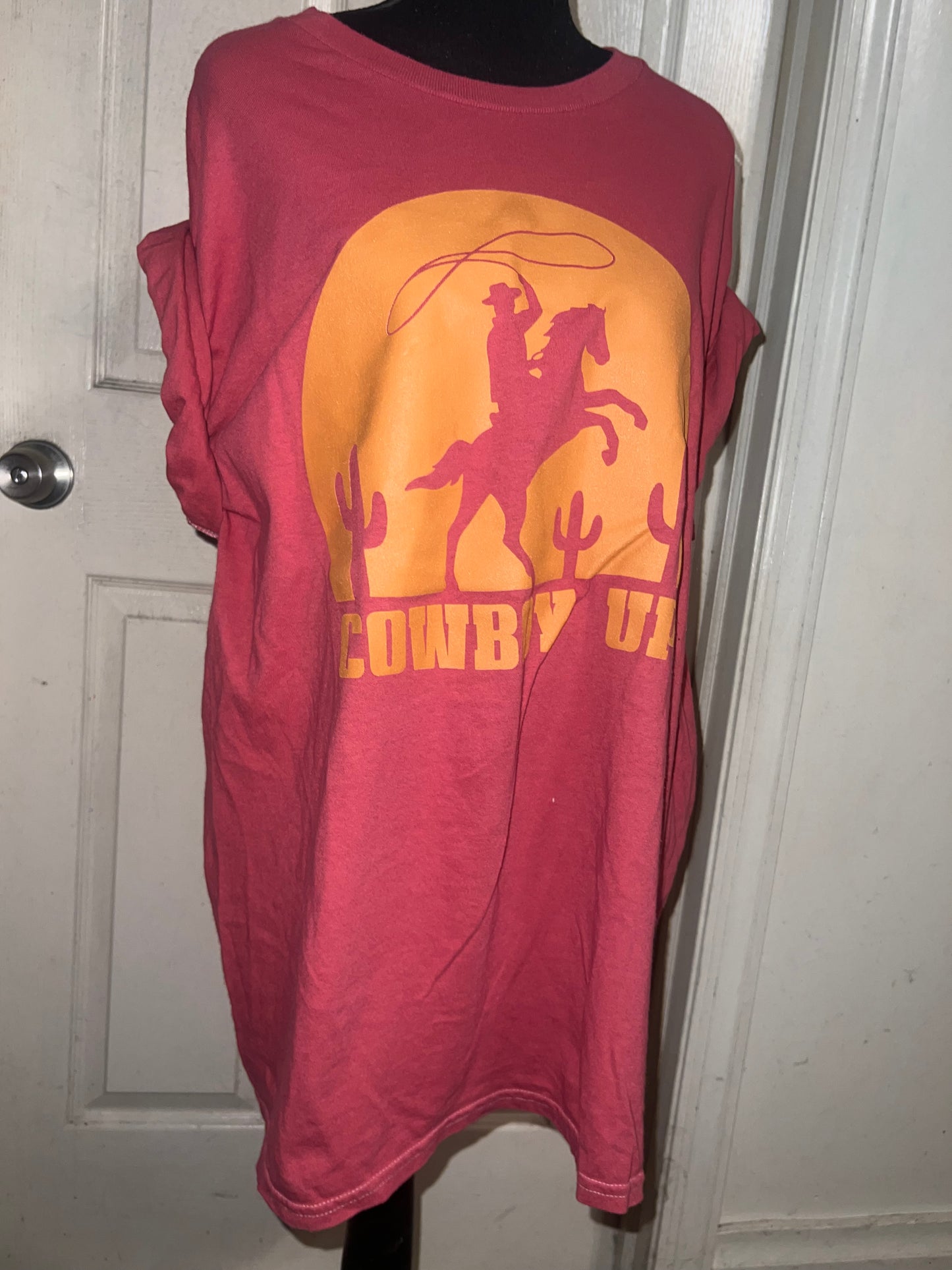 Cowboy Up Oversized Distressed Tee