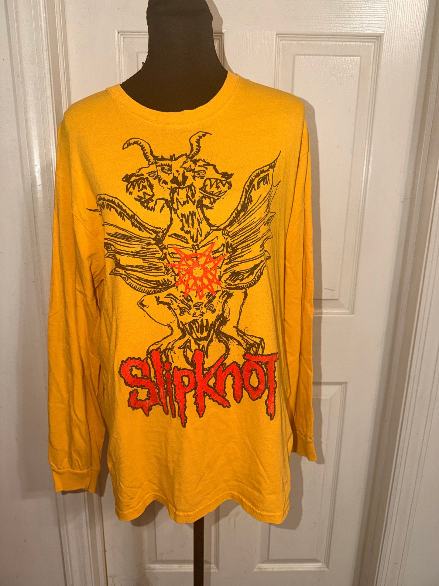 Slipknot Double Sided Vintage Oversized Distressed Long Sleeve Tee