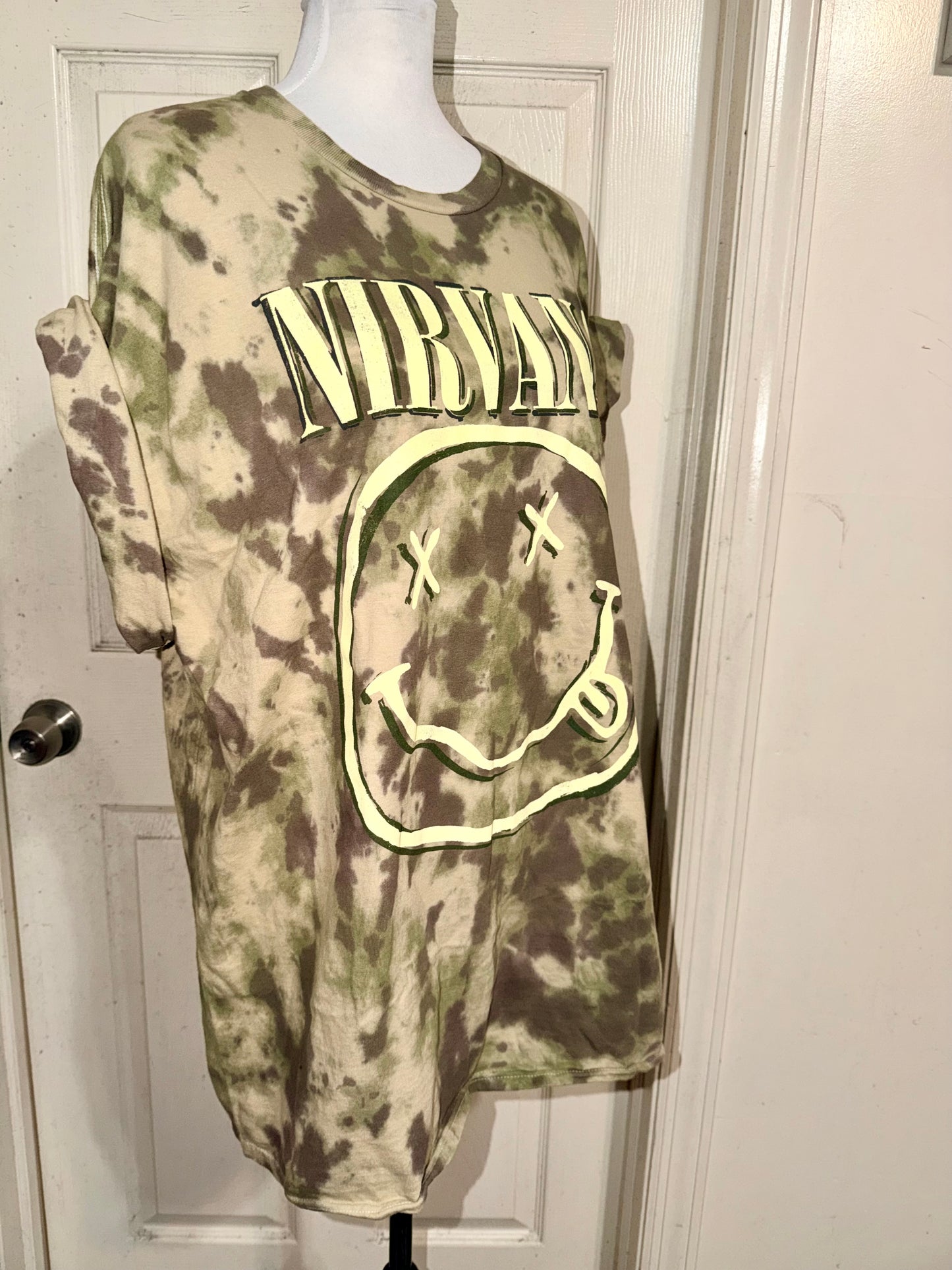 Nirvana Camouflage Oversized Distressed Tee