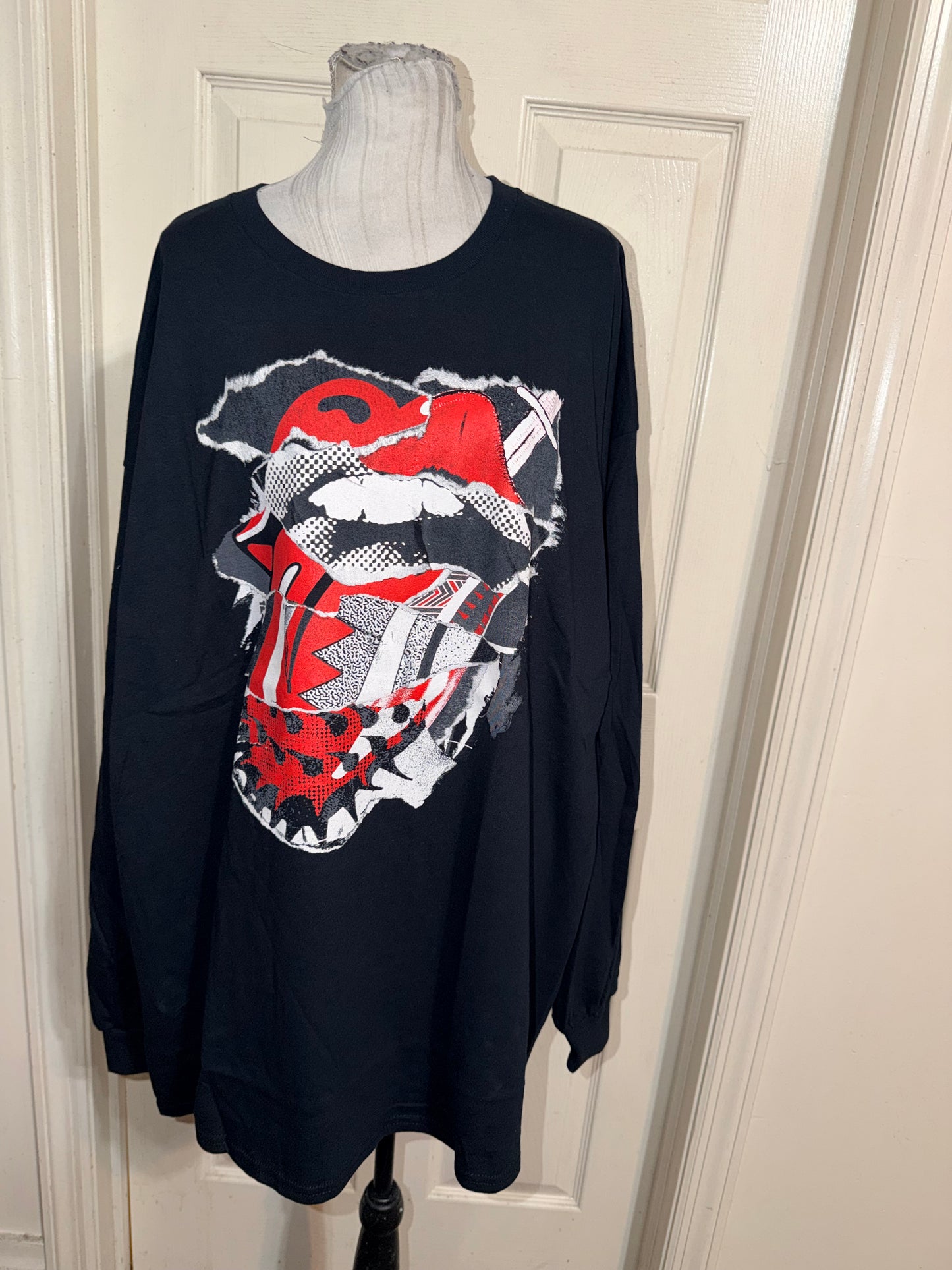 The Rolling Stones Oversized Distressed Long Sleeve Tee