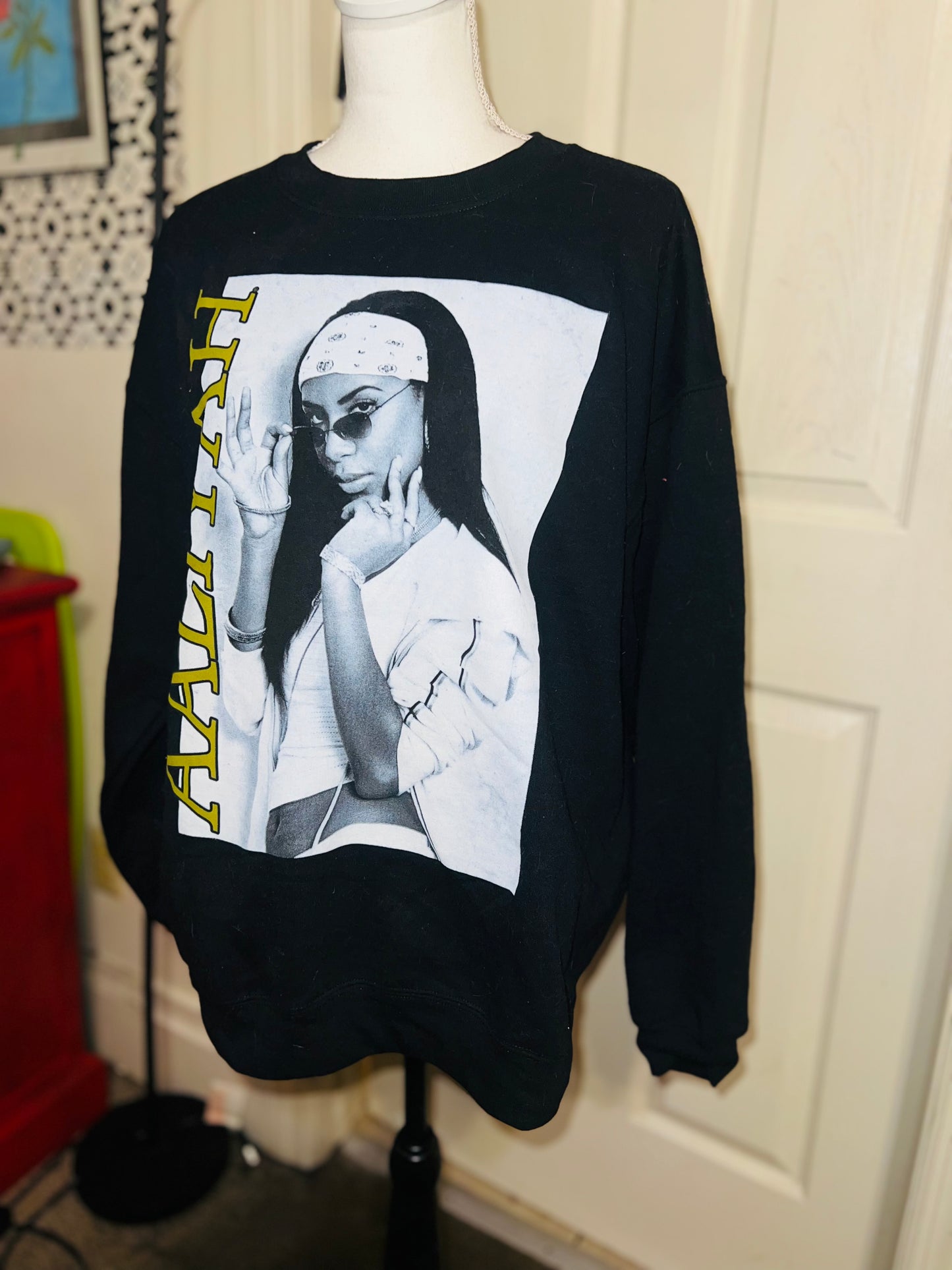 Aaliyah Oversized Distressed Sweatshirt