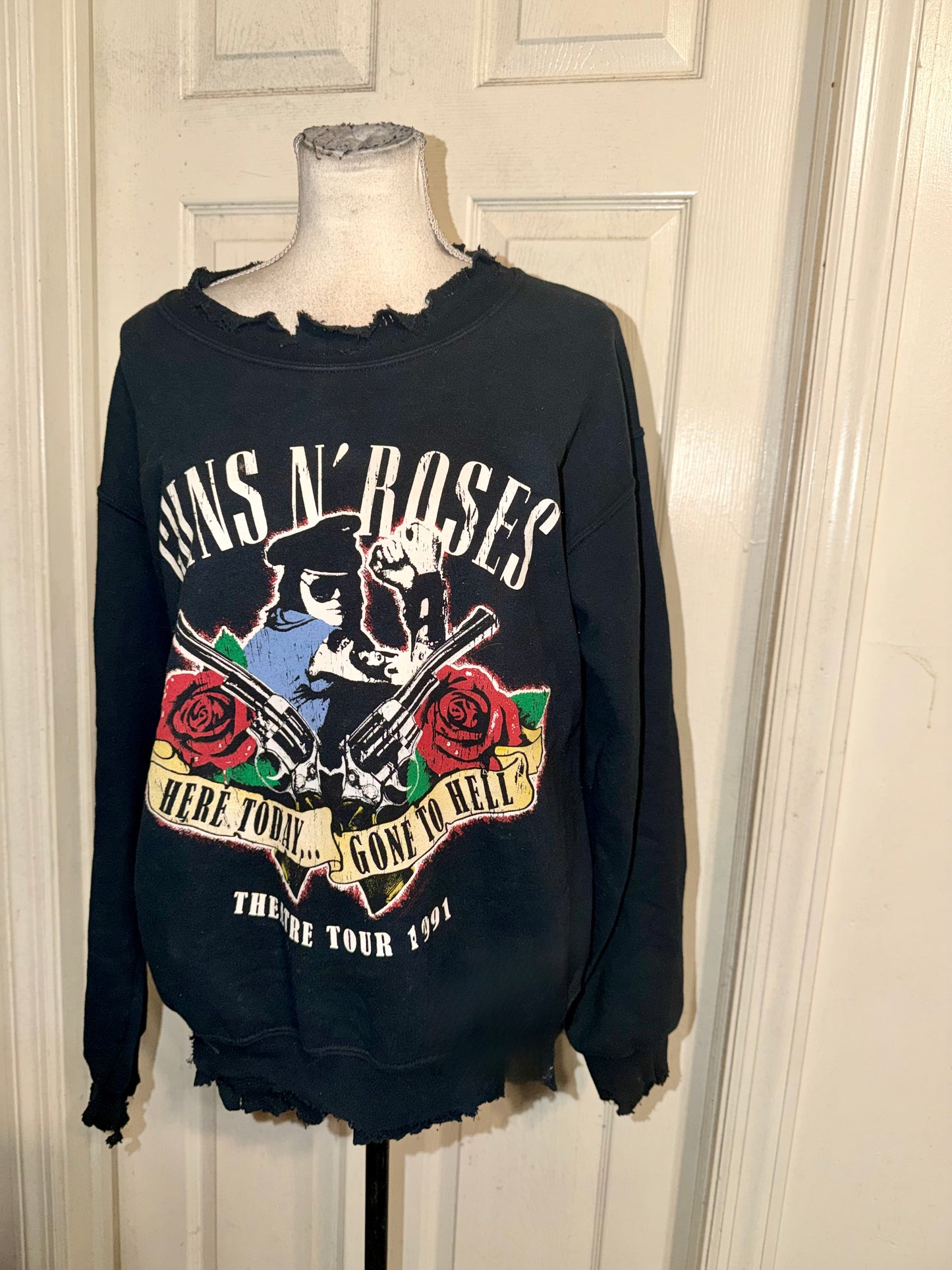 Guns N’ Roses Oversized Distressed Sweatshirt