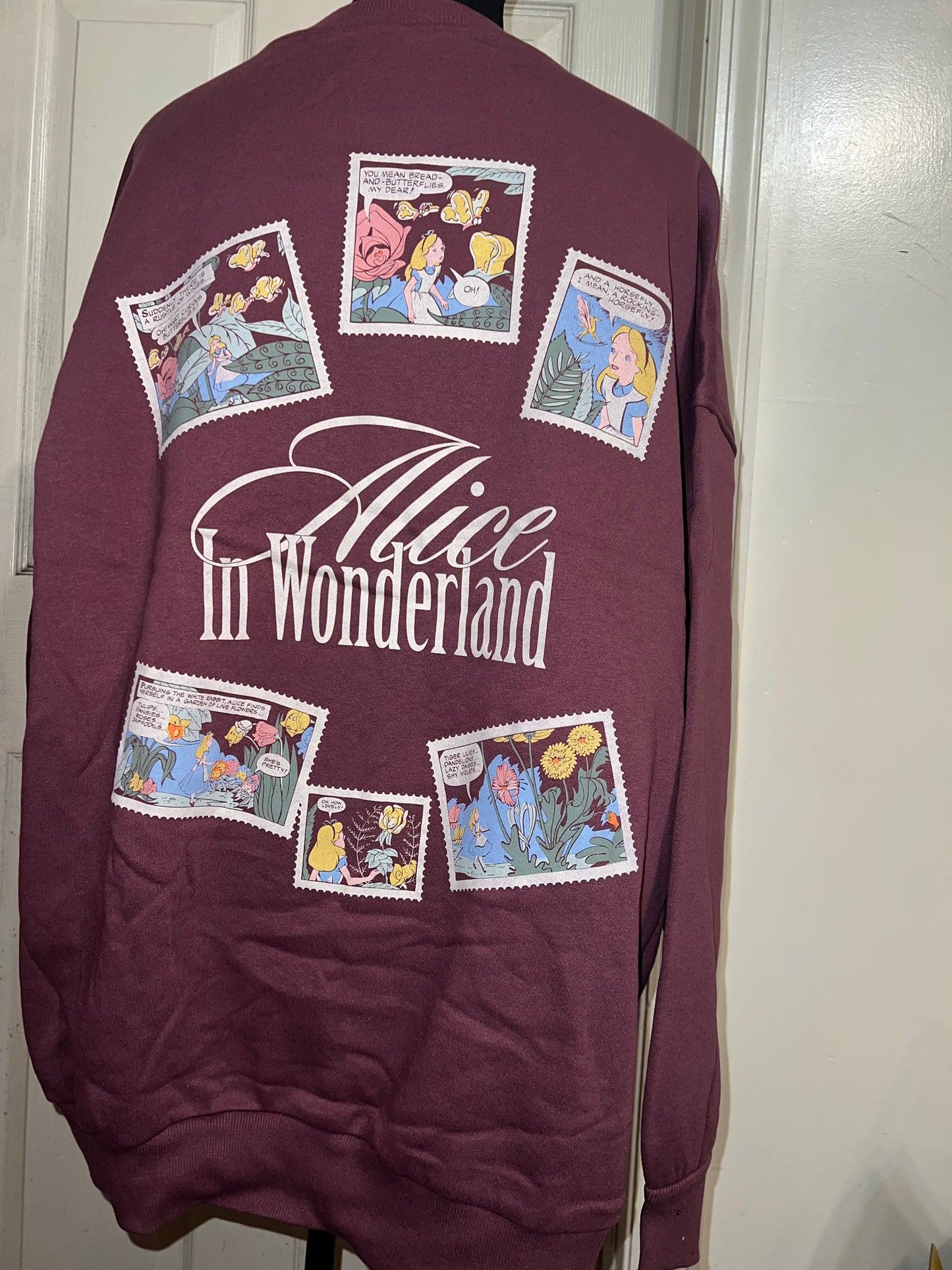 Alice in Wonderland Double Sided Oversized Distressed Sweatshirt