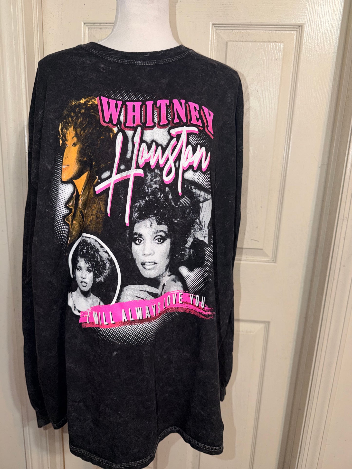 Whitney Houston Oversized Distressed Long Sleeve Tee