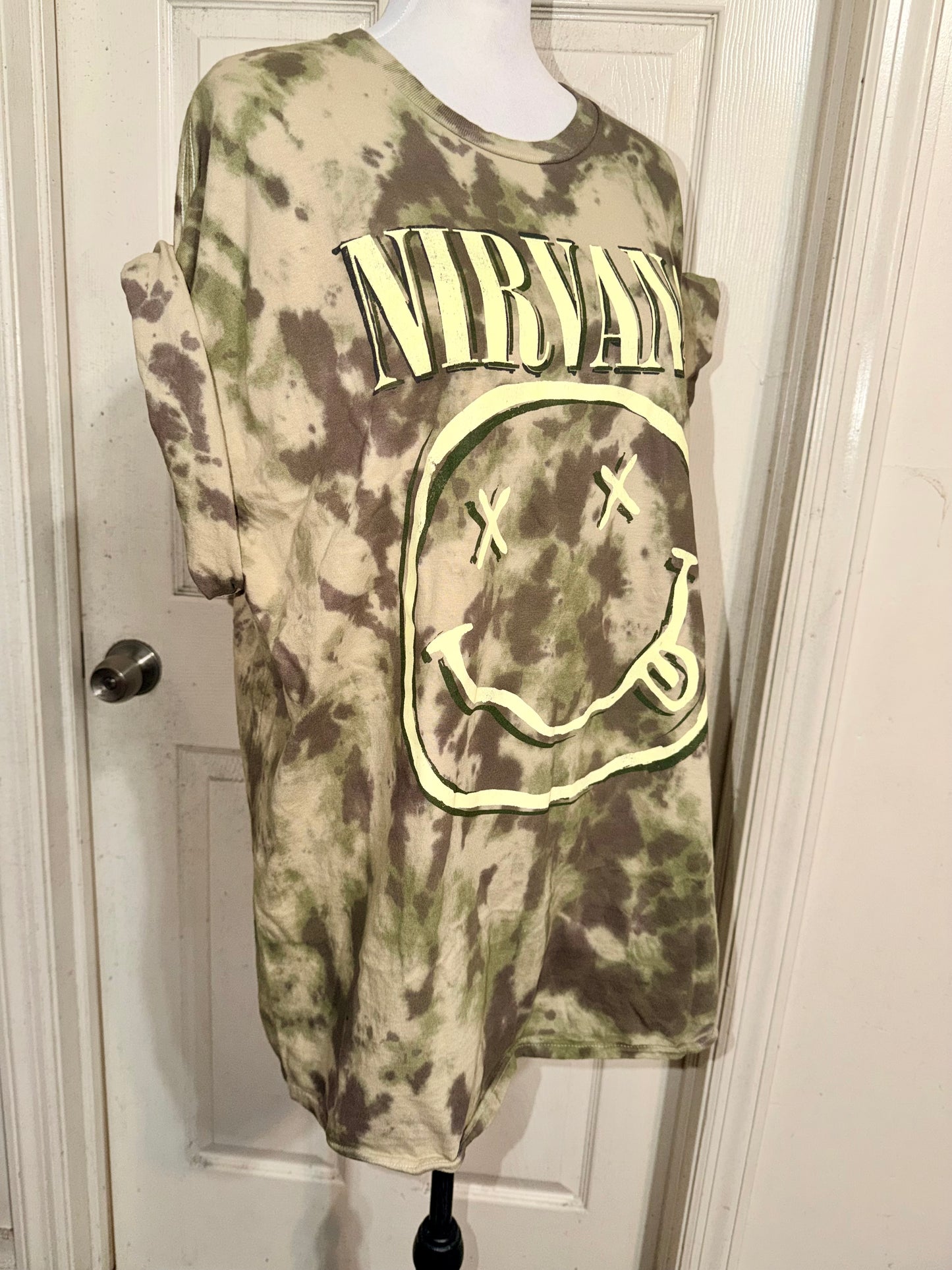 Nirvana Camouflage Oversized Distressed Tee