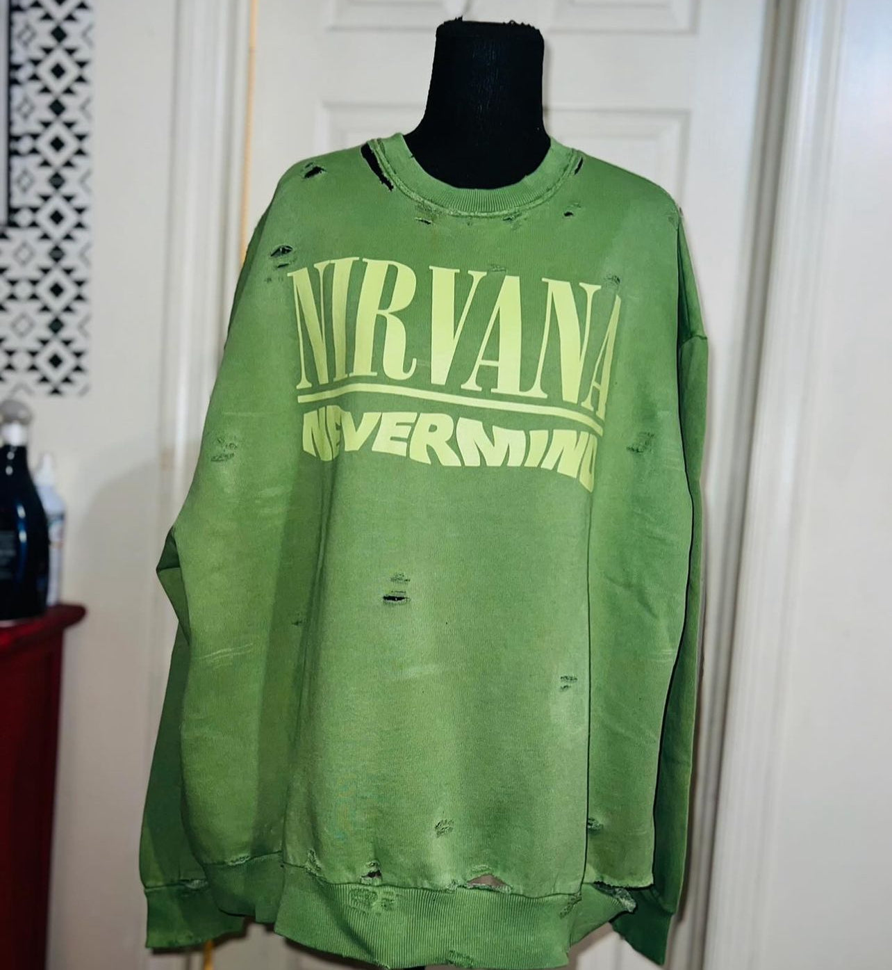 Nirvana Nevermind Oversized Distresed Sweatshirt