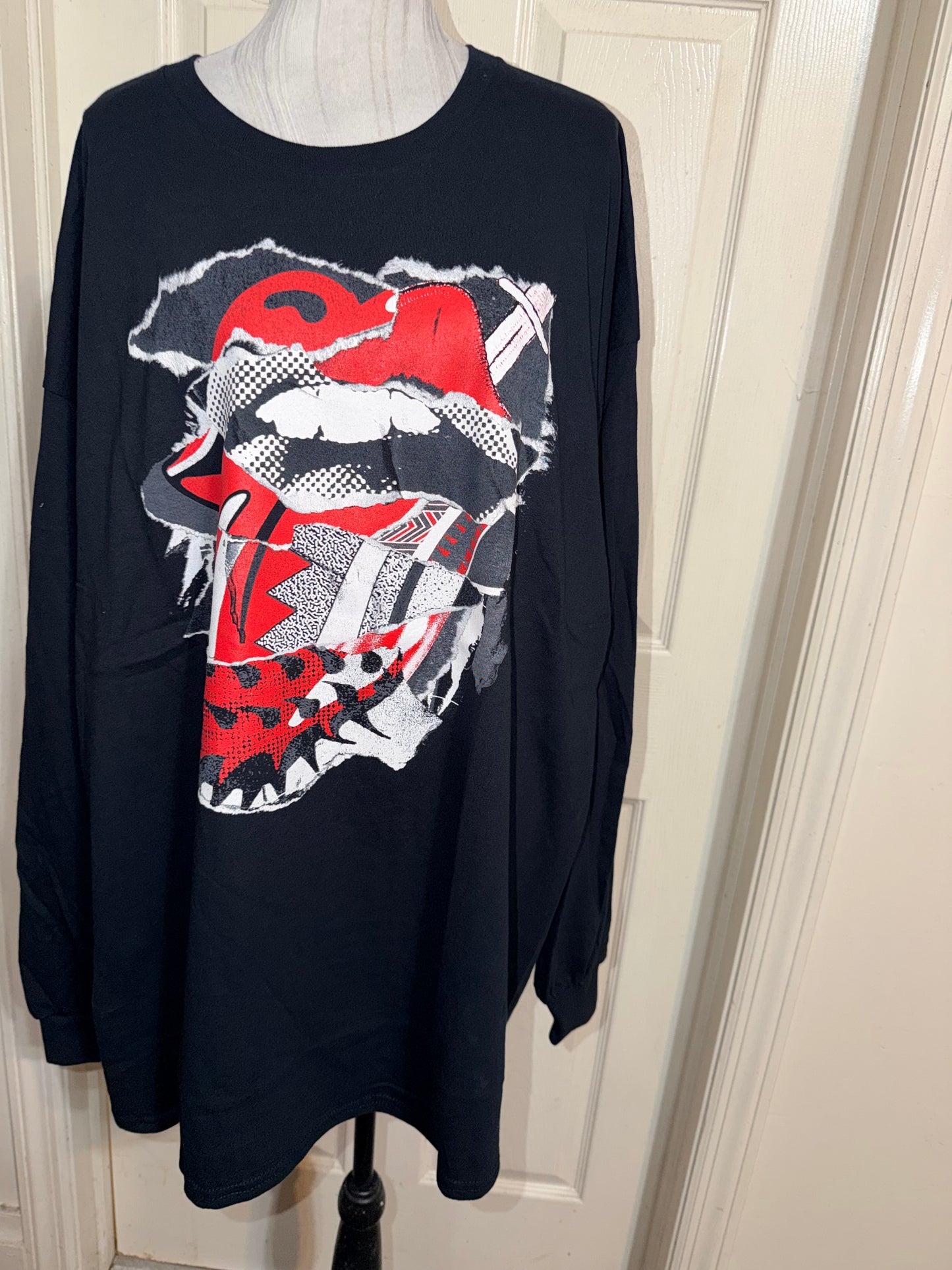 The Rolling Stones Oversized Distressed Long Sleeve Tee