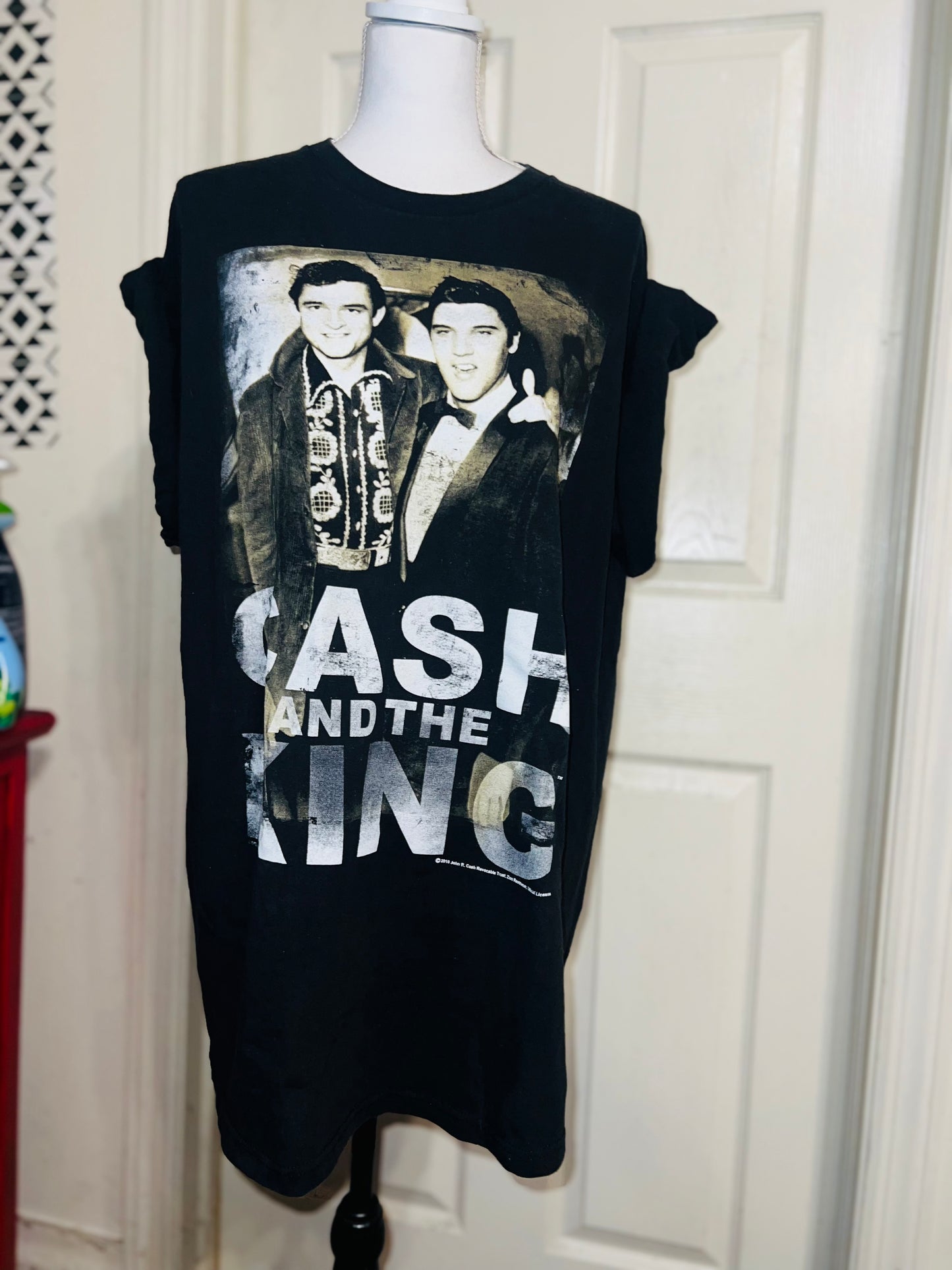 Johnny Cash and Elvis Oversized Distressed Tee